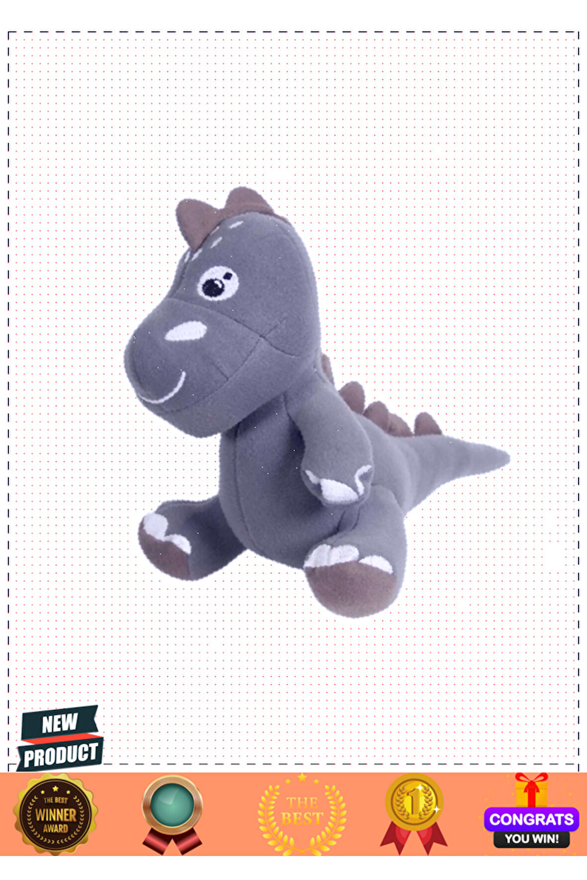 Dino Peluş Oyuncakgri 25cm Kız Erkek Çocuk Oyuncakları Eğitici Oyuncaklar
