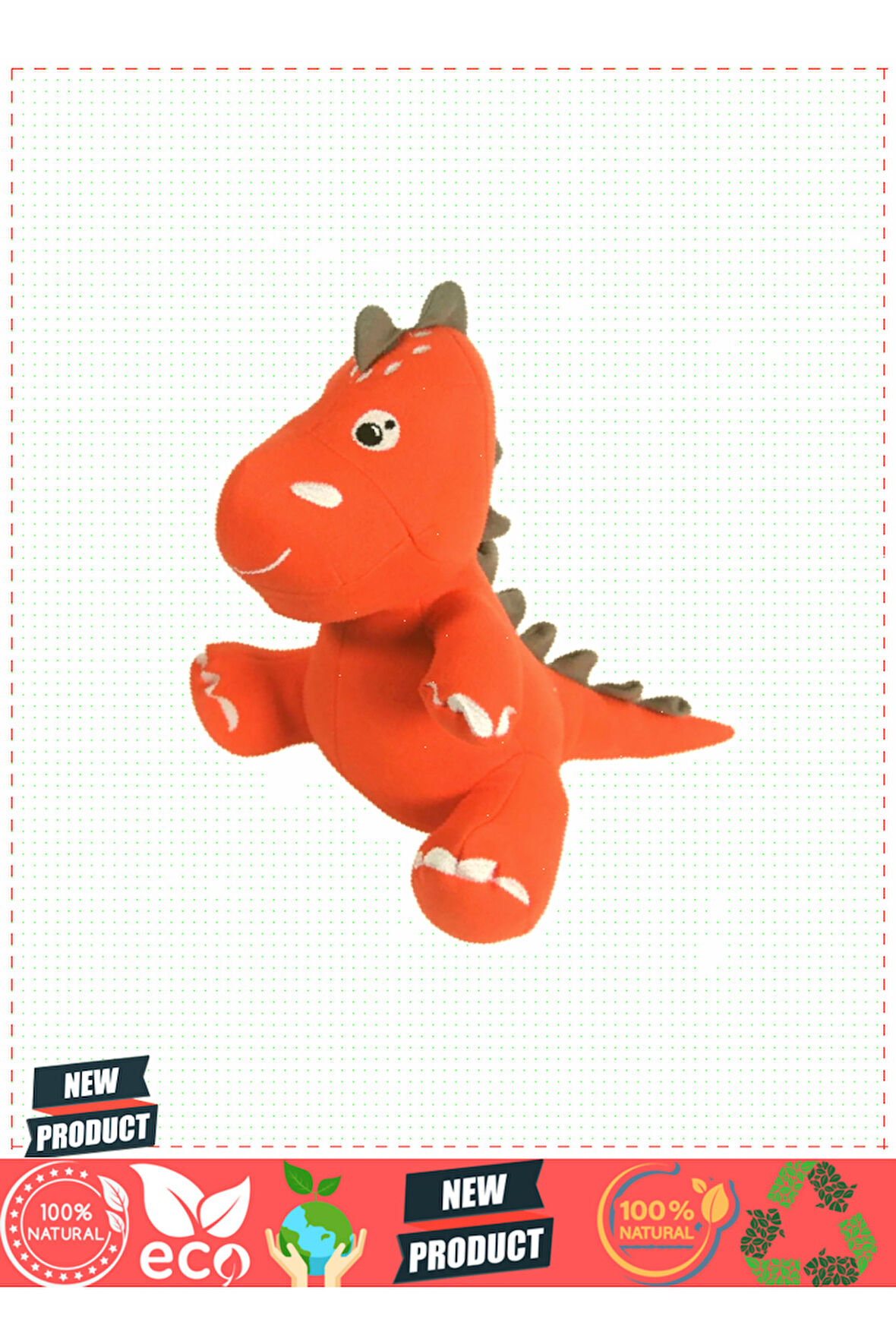 Dino Peluş Oyuncak Turuncu 40cm Kız Erkek Çocuk Oyuncakları Eğitici Oyuncaklar