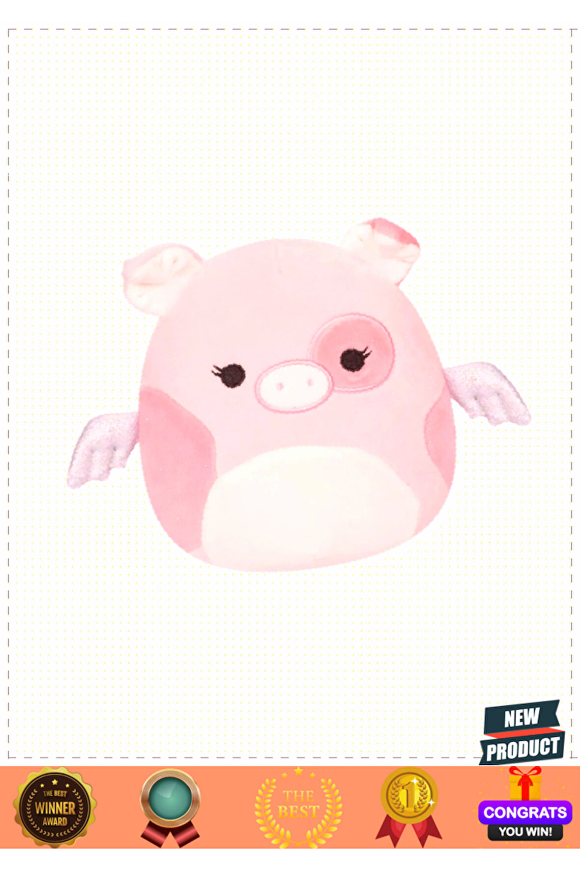 Squishmallowwww Kanatlı Domuzcuk Peety 30cm Kız Erkek Çocuk Oyuncakları Eğitici Oyuncaklar
