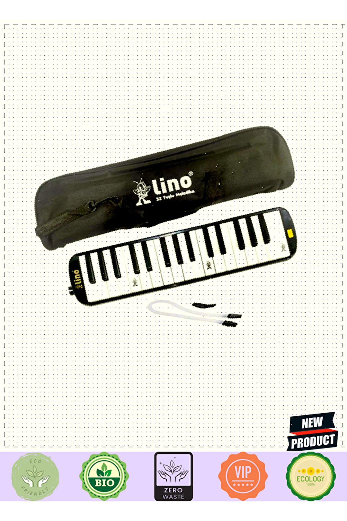 Lino 32 Tuşlu Bez Çantalı Melodika Siyah Kız Erkek Çocuk Oyuncakları Eğitici Oyuncaklar