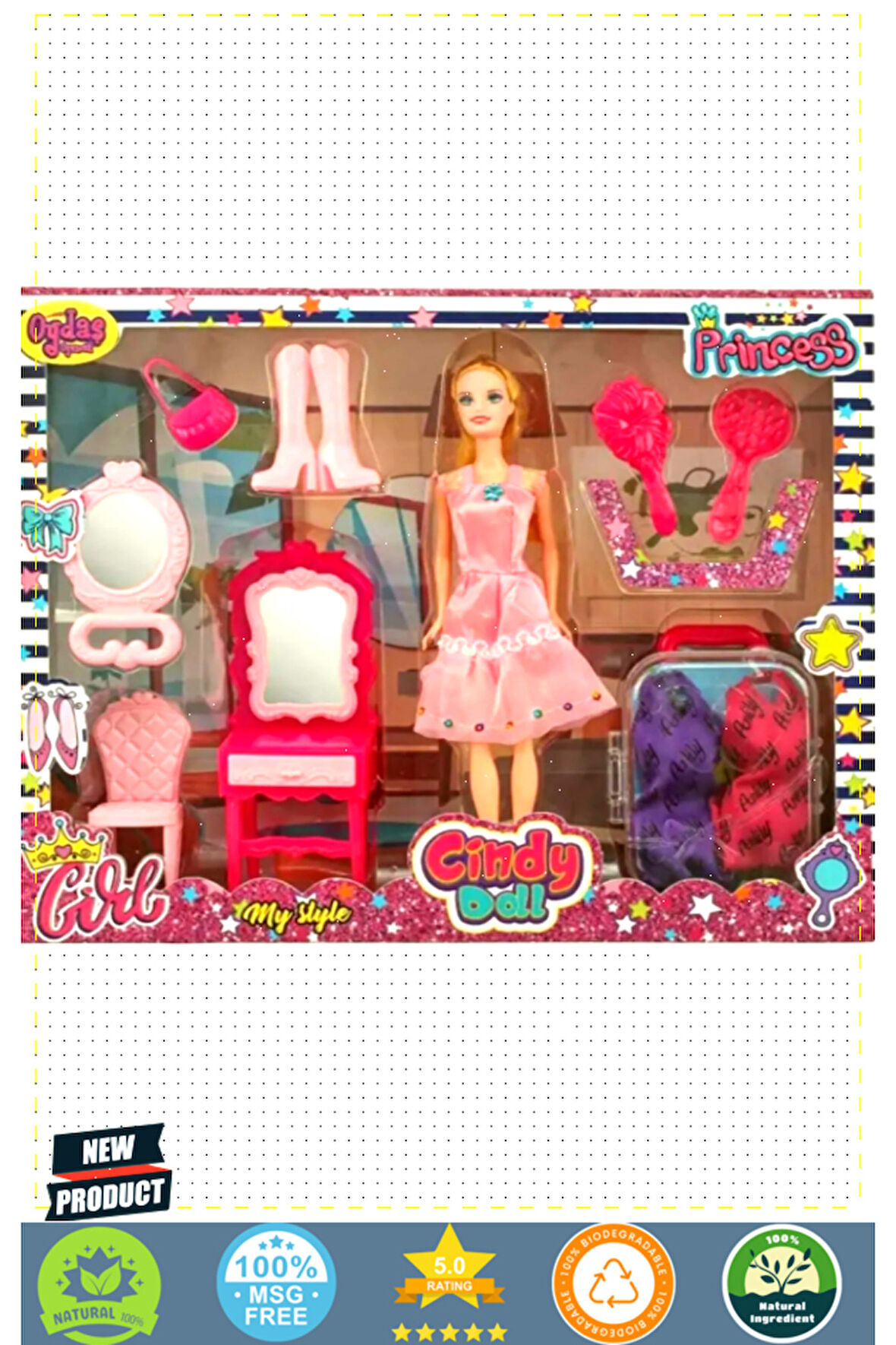 Cindy Doll Bebekli Güzellik Seti Ve Bavul 02454 Kız Erkek Çocuk Oyuncakları Eğitici Oyuncakla