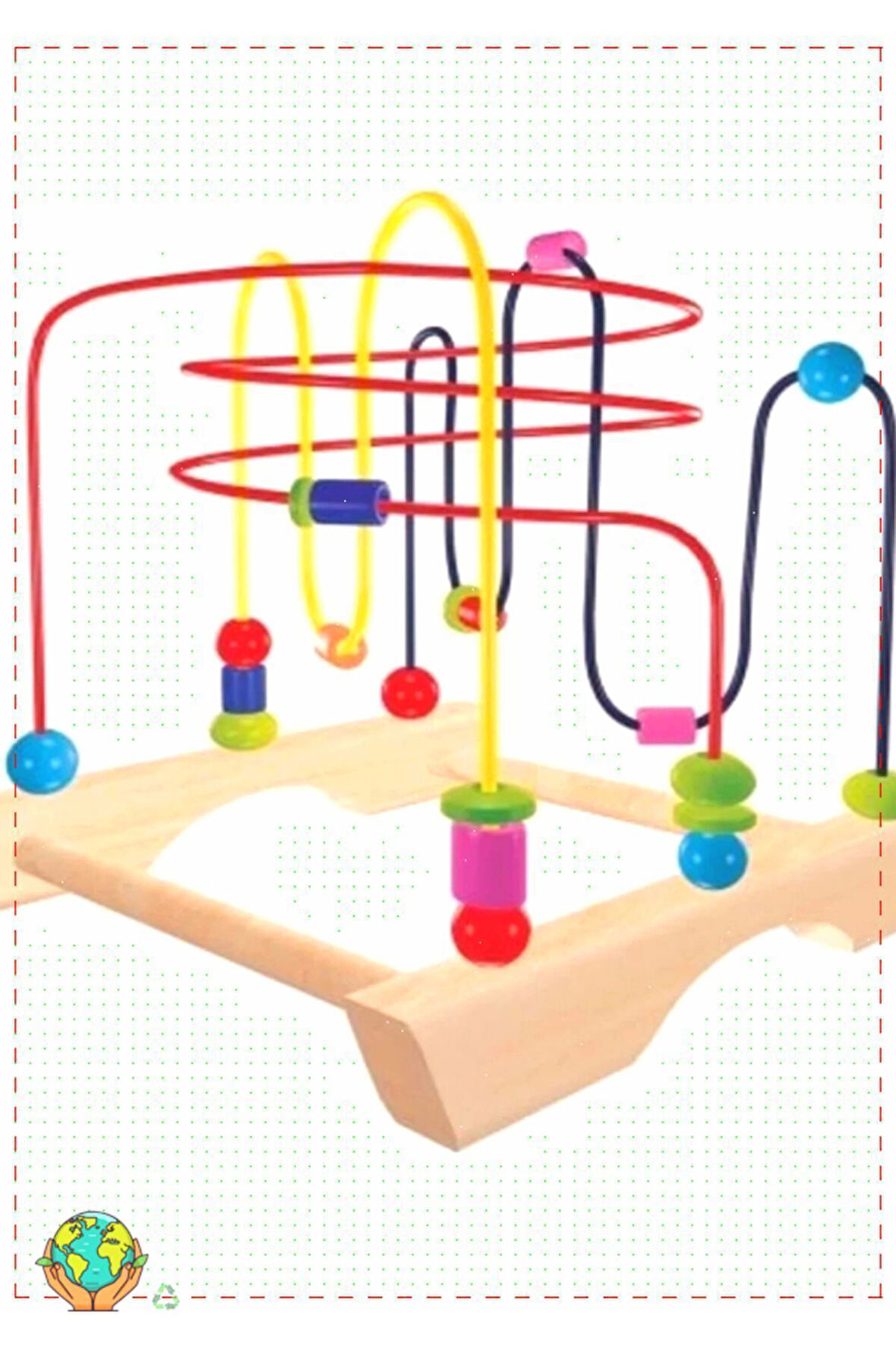 Kutuda Ahşap Boncuklu Koordinasyon Egitici Kız Erkek Cocuk Oyuncak Montessori Oyuncaklar