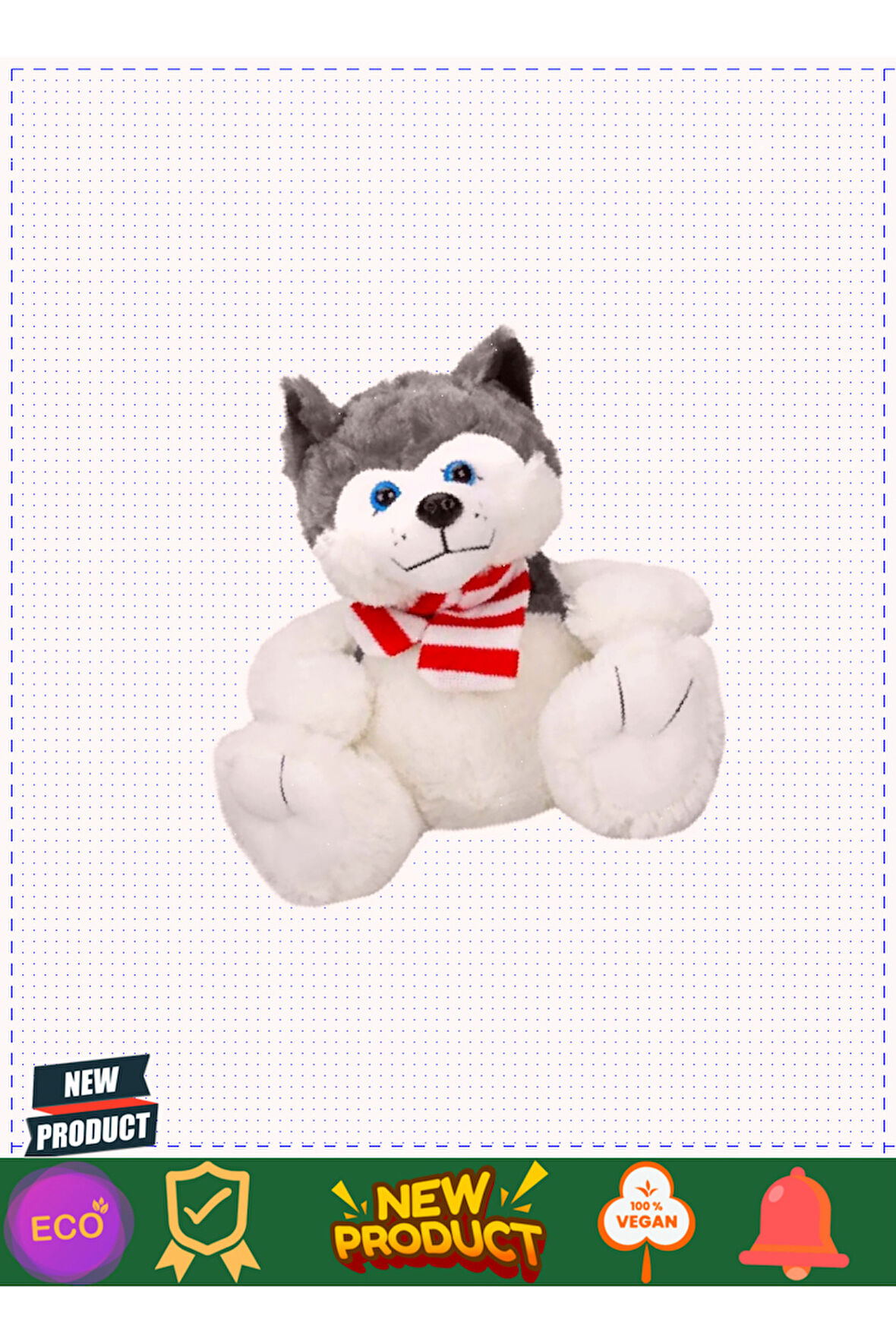 1030 Oturan Husky Atkılı Köpek 30cm Kız Erkek Çocuk Oyuncakları Eğitici Oyuncaklar
