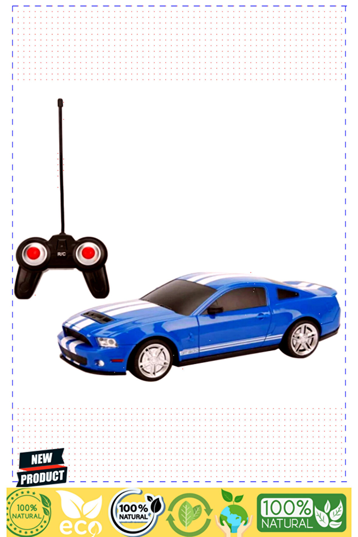 1:24 Mustang Shelby Gt500 Işıklı Uzaktan Kumandalı Araba 2 Set Kız Erkek Çocuk Oyuncakları Eği