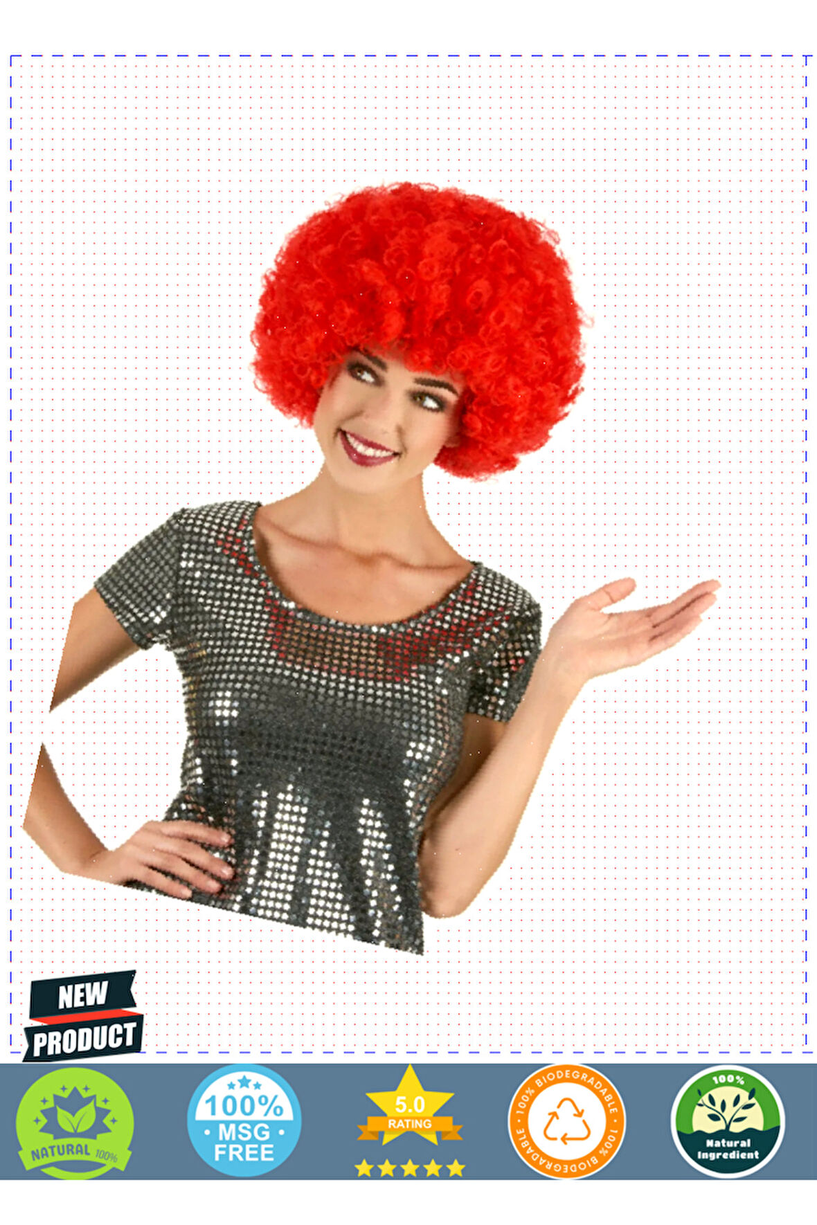 Kırmızı Renk Kıvırcık Afro Bonus Peruk Kız Erkek Çocuk Oyuncakları Eğitici Oyuncaklar
