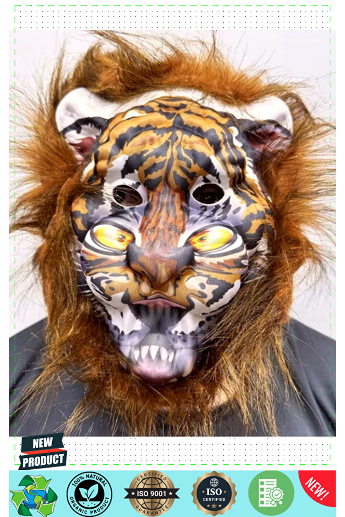 Kahverengi Yeleli Saçlı Peluş Aslan Maskesi Mega Peluş 20 No Kız Erkek Çocuk Oyuncakları Eğit