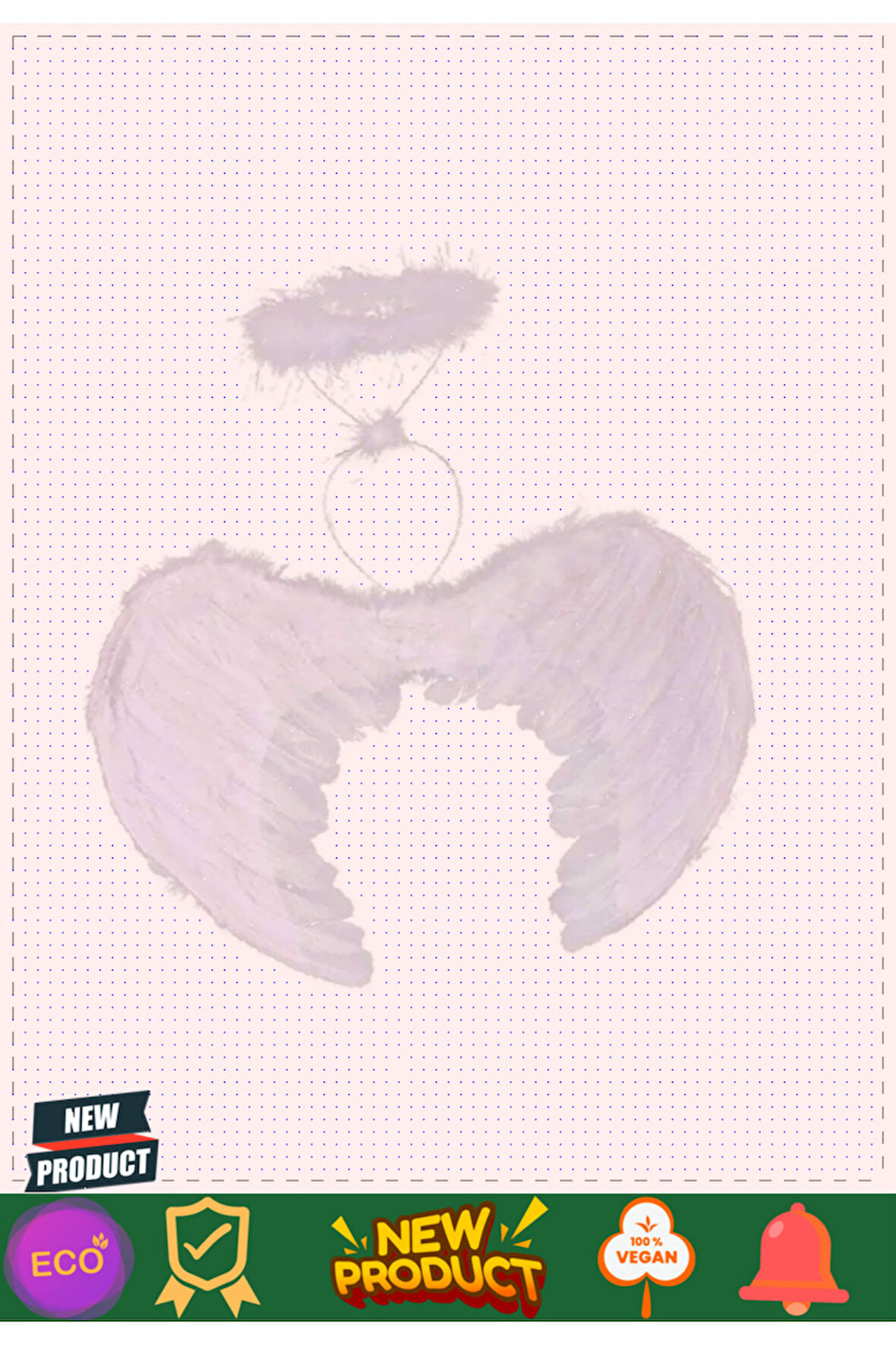 Beyaz Renkli Orta Çocuk Boy Melek Kanadı Ve Tacı 50x35cm Kız Erkek Çocuk Oyuncakları Eğitici