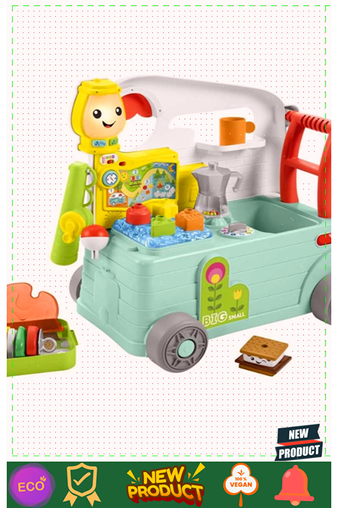 HCK81 Fisherr-Pricee® LnL 3'ü1 Arada Karavan-Türkçe ve İngilizce 5 Litre Kız Erkek Çocuk Oyuncaklar