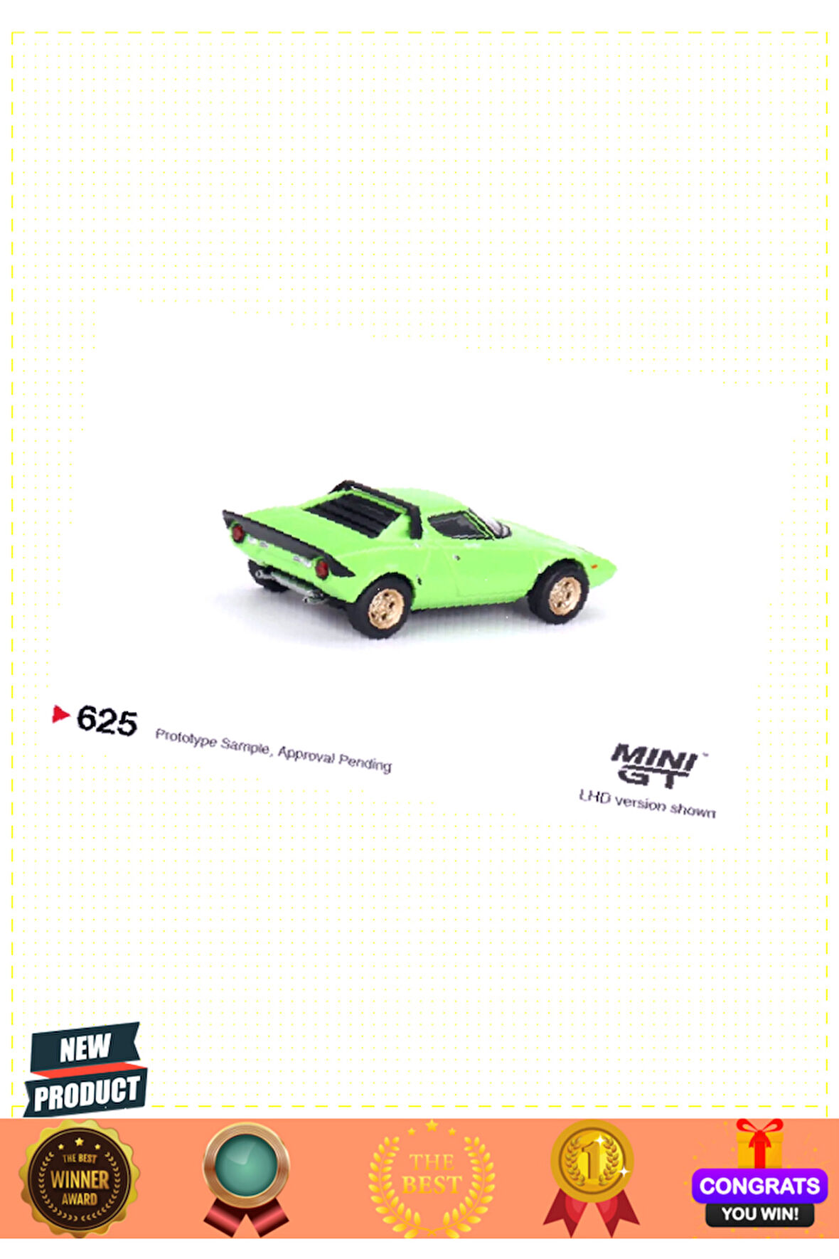 Mini GT 1/64 Lancia Stratos HF Stradale Verde Chiaro 1 Gram Kız Erkek Çocuk Oyuncakları Eğitici Oyun
