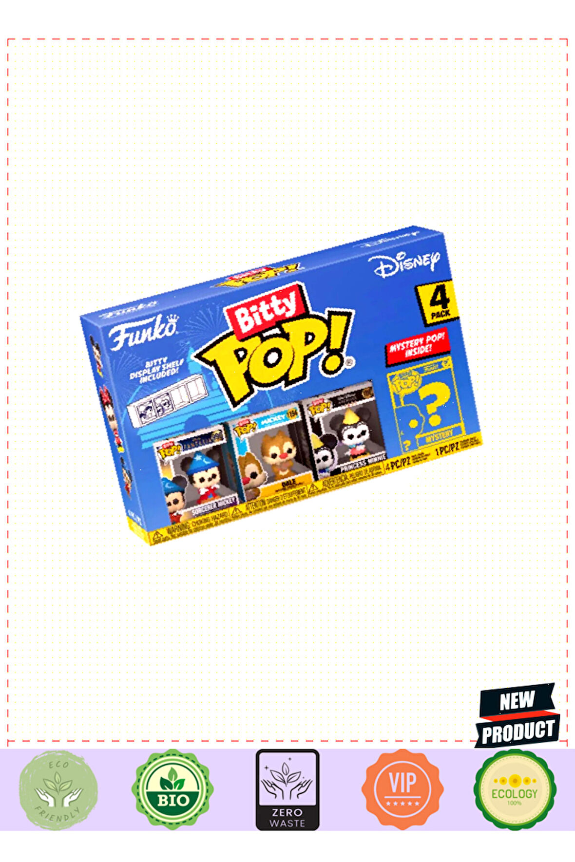 Funko Bitty POP Disneyyy Sorcerer Mickey 4'lü Paket 1 Gram Kız Erkek Çocuk Oyuncakları Eğitici Oyunc