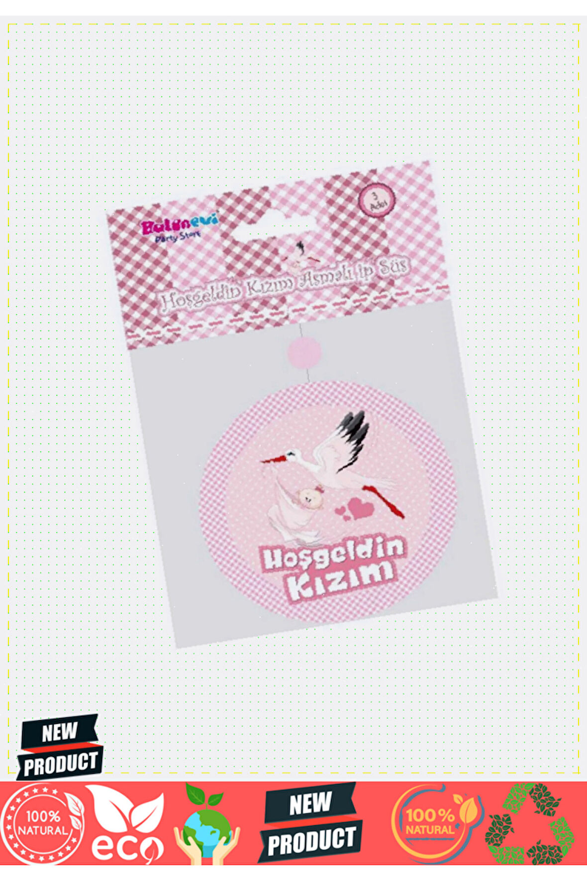 Hoşgeldin Kızım Yazılı Baby Shower Partisi Asmalı İp Süs 3 Adet 1 Gram Kız Erkek Çocuk Oyuncakları E