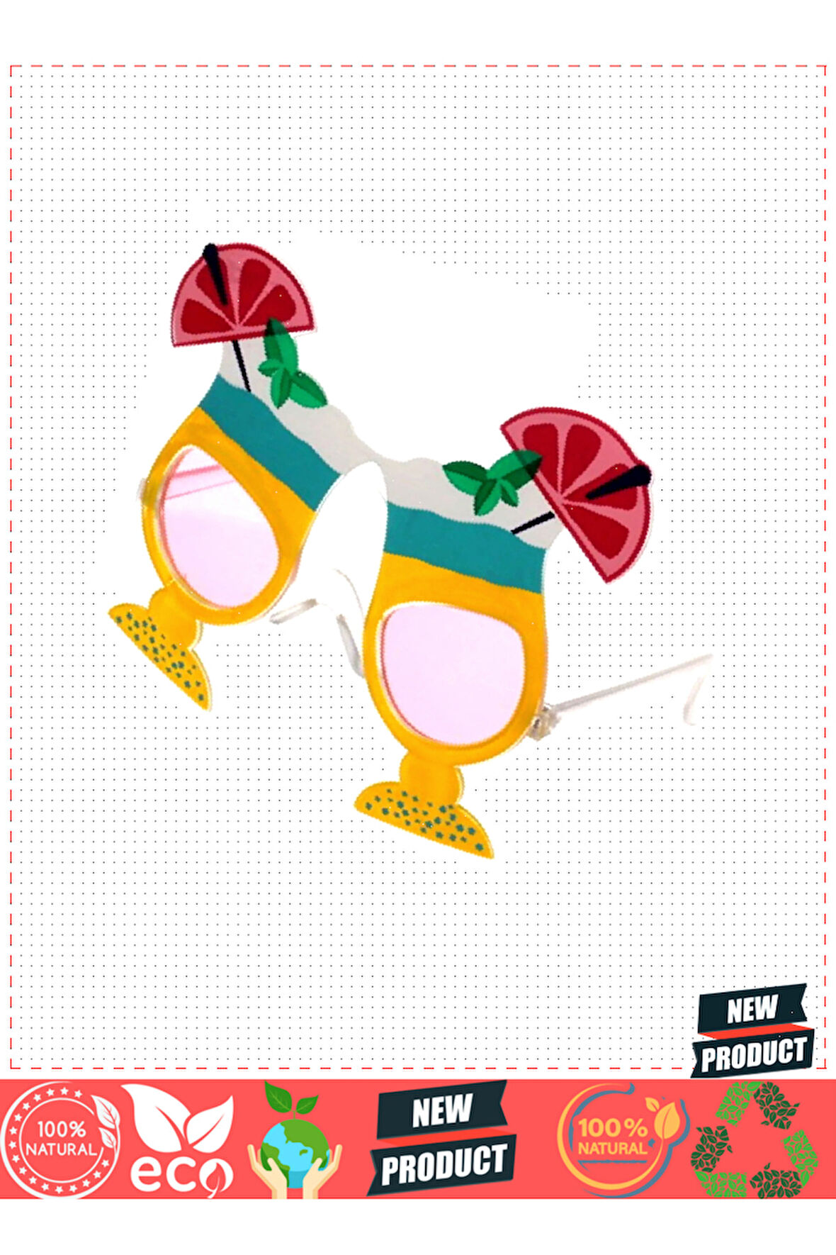 Meyve Kokteyl Temalı Sarı Parti Gözlüğü 15X12Cm 1 Gram Kız Erkek Çocuk Oyuncakları Eğitici Oyuncakla