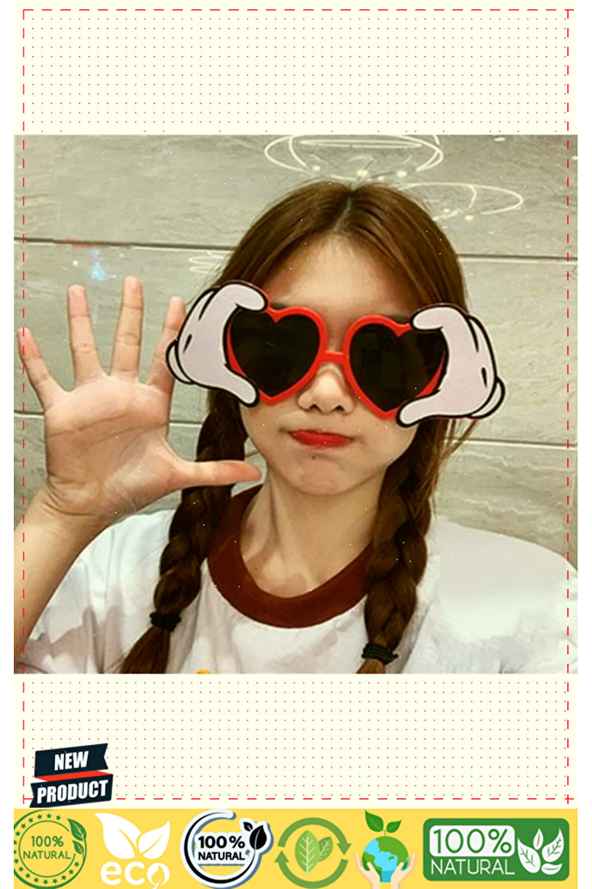 Kırmızı Renk Kalp Şekilli El Figürlü Parti Gözlüğü 21x8Cm 1 Gram Kız Erkek Çocuk Oyuncakları Eğitici