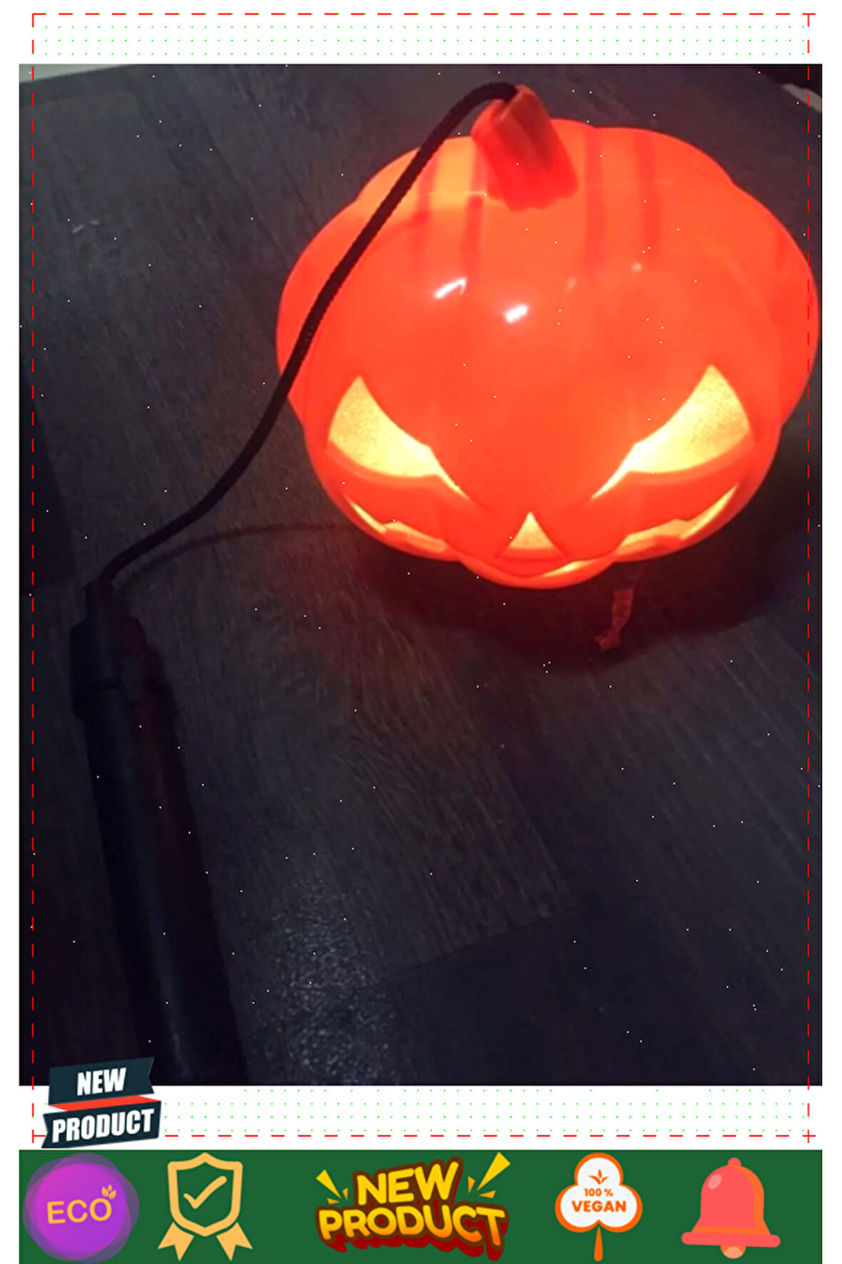 Turuncu Renk Led Işıklı ve Sesli Saplı Balkabağı Dekor Süs 40Cm 1 Gram Kız Erkek Çocuk Oyuncakları E