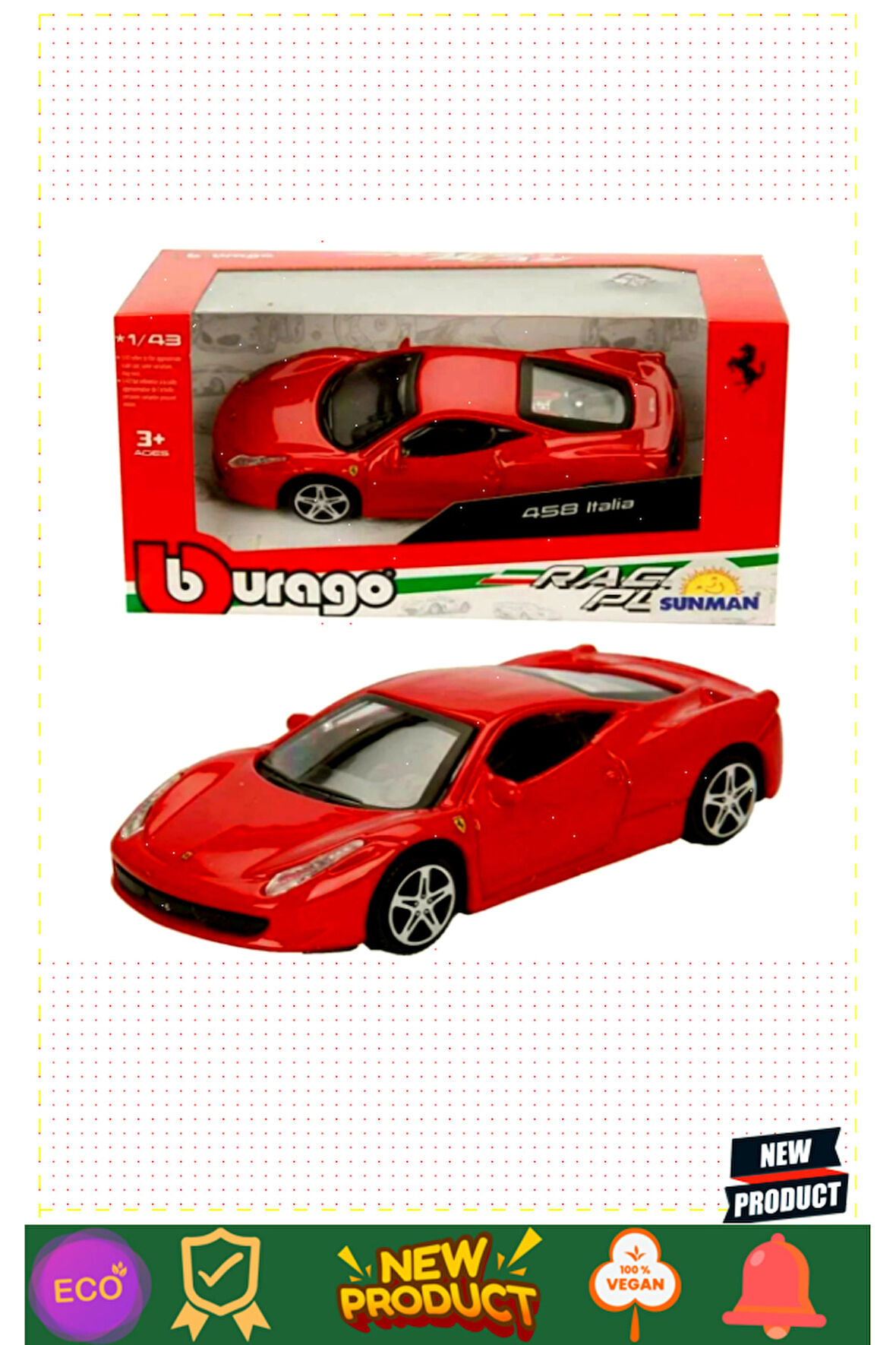 Bburagoo 1:43 Ferrari Model Araçlar 5 Litre Kız Erkek Çocuk Oyuncakları Eğitici Oyuncaklar