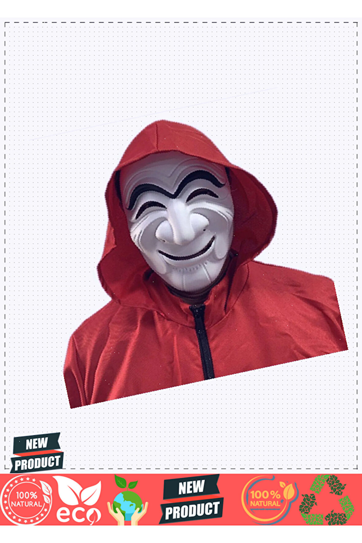 Koreli Hırsız Teatral Hahoe Maskesi-Para Heist Maskesi-Dali Maskesi 1 Gram Kız Erkek Çocuk Oyuncakla