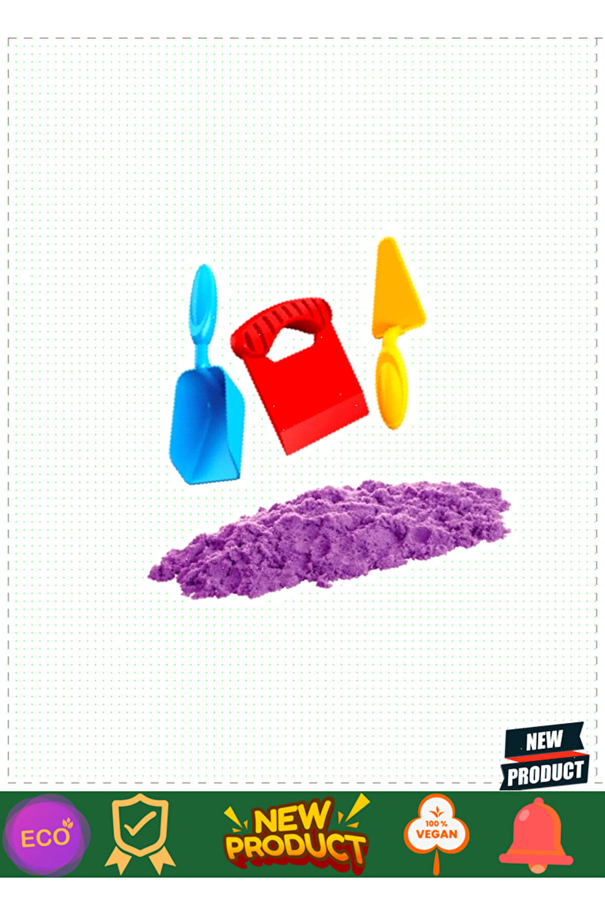 Aksesuarlı Mor Kinetik Oyun Kumu 1000gr 5 Litre Kız Erkek Çocuk Oyuncakları Eğitici Oyuncaklar