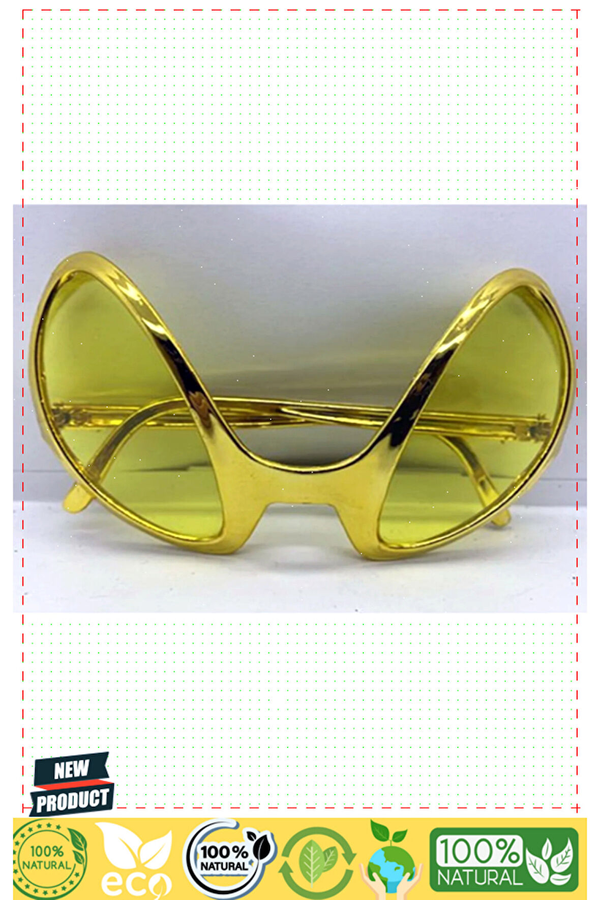Retro Gözlük-80 li 90 lı Yıllar Parti Gözlüğü Gold Renk 8x13Cm 1 Gram Kız Erkek Çocuk Oyuncakları Eğ