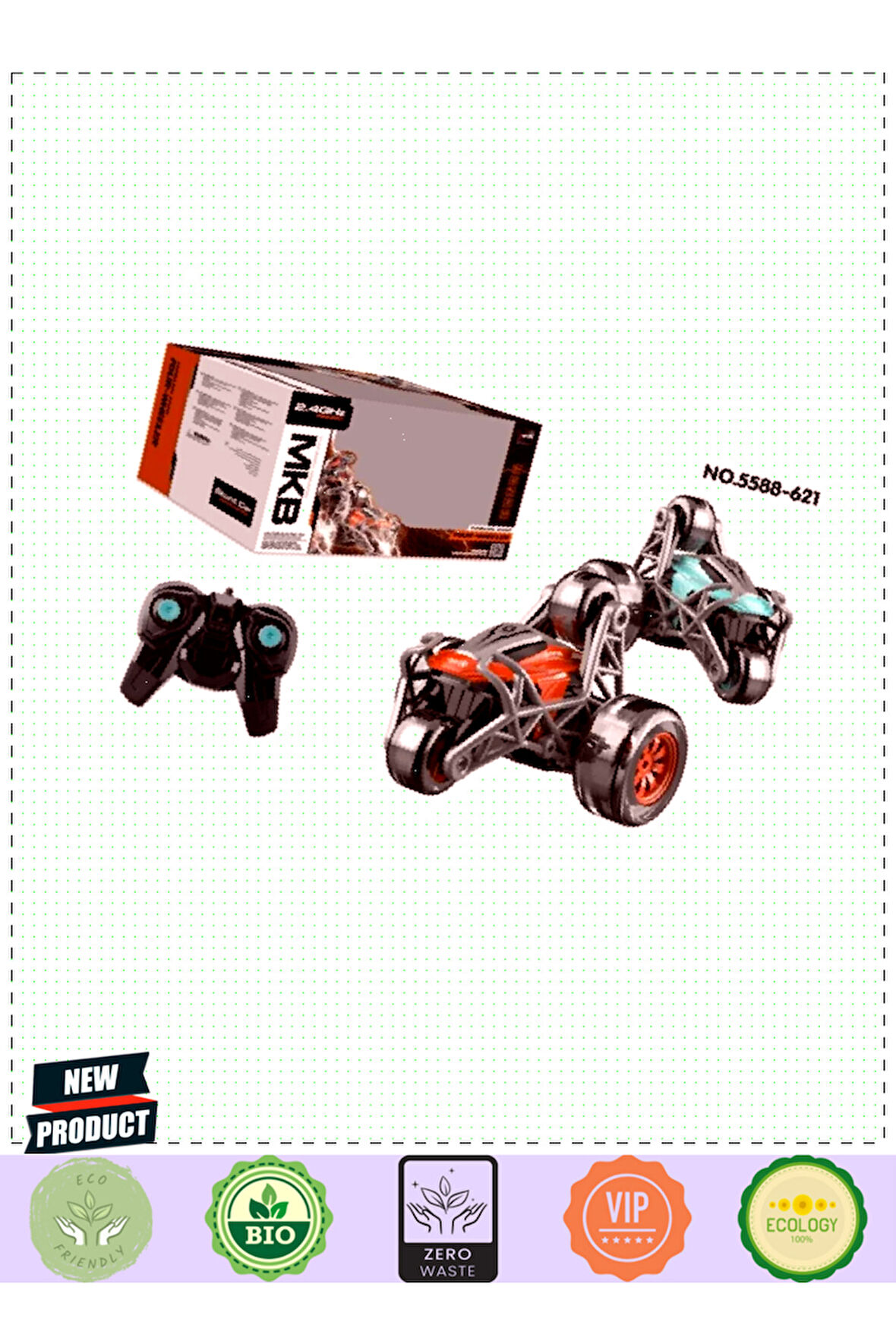 MKB-5588-617 Kumandalı Şarjlı Four Wheeler Stunt Car -Vardem 1 Gram Kız Erkek Çocuk Oyuncakları Eğit