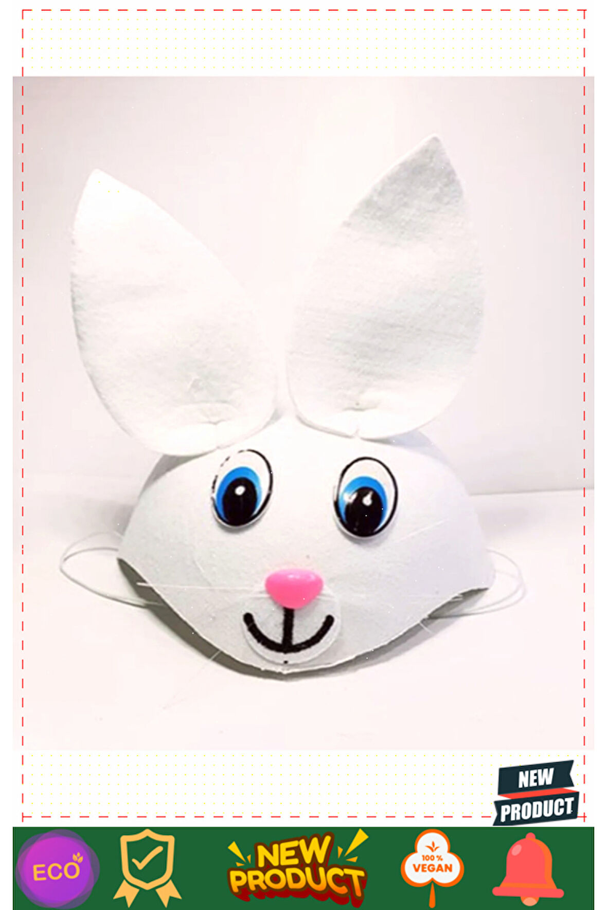 Beyaz Renk Kulaklı Tavşan Şapkası Hayvan Şapkası 1 Gram Kız Erkek Çocuk Oyuncakları Eğitici Oyuncakl