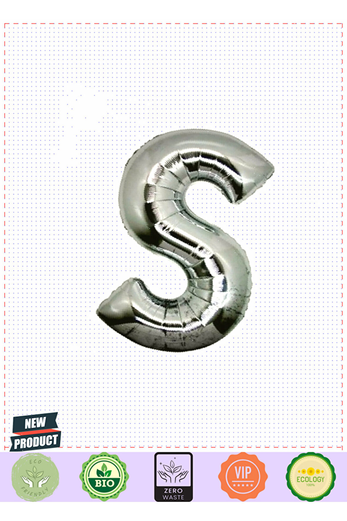 S Harf Folyo Balon Gümüş Renk 40 Inç 5 Litre Kız Erkek Çocuk Oyuncakları Eğitici Oyuncaklar