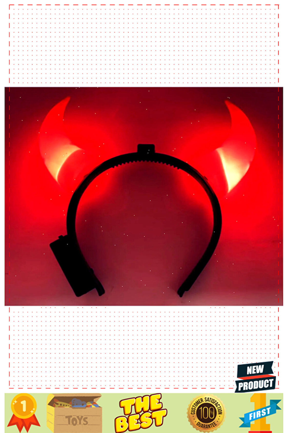 Led Işıklı Mega Boynuz Taç Kırmızı Renk 20x20Cm 1 Gram Kız Erkek Çocuk Oyuncakları Eğitici Oyuncakla
