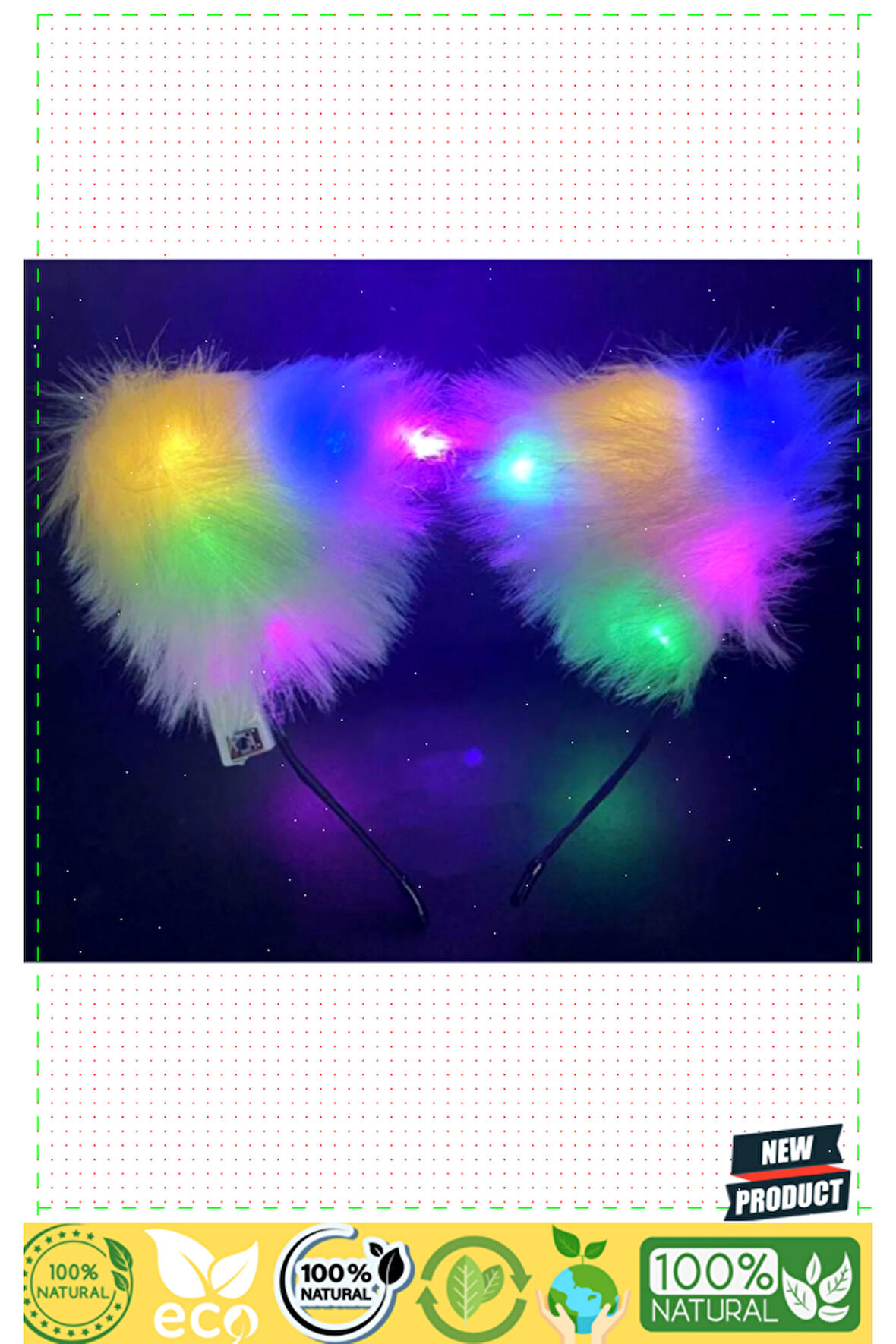 Beyaz Peluşlu Pofuduk Kürklü Led Işıklı Lüks Parti Tacı 20x18Cm 1 Gram Kız Erkek Çocuk Oyuncakları E