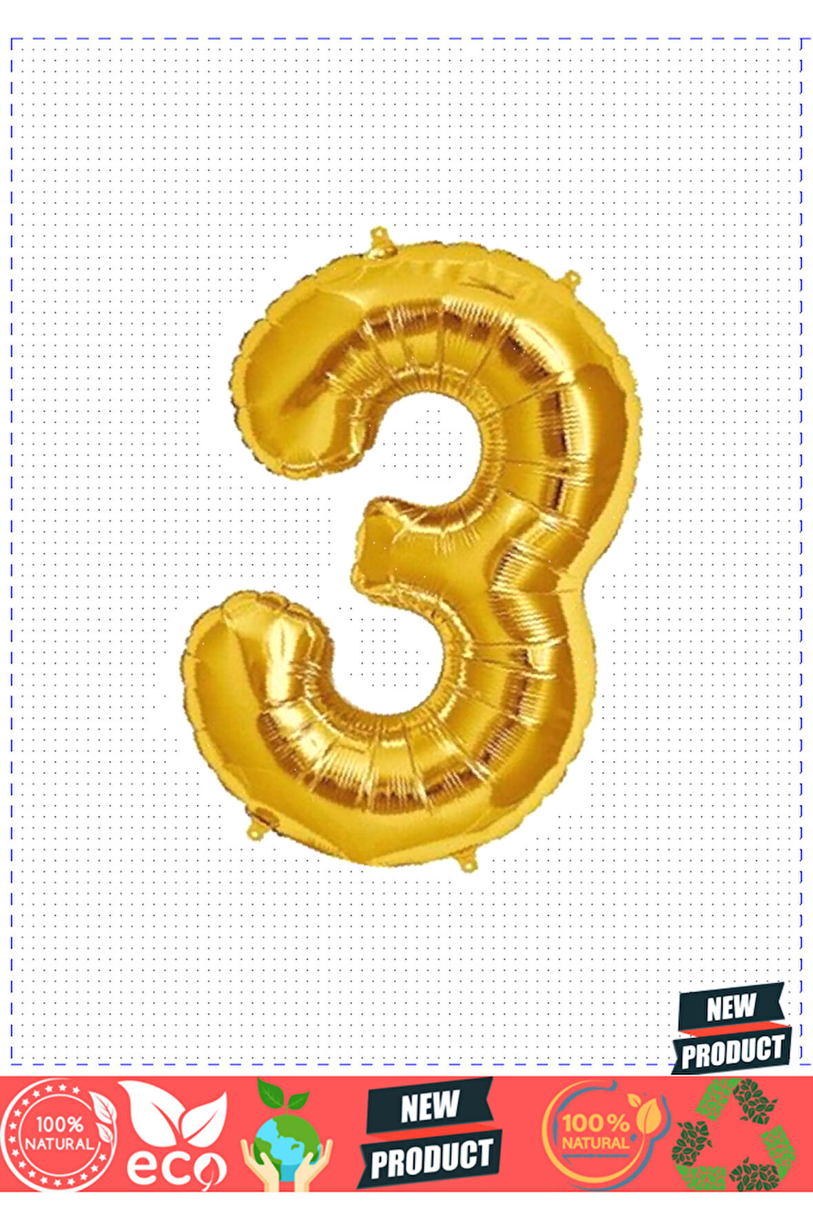 Şekilli Supershape Gold Rakam Folyo Balon 3 Numara 1 Gram Kız Erkek Çocuk Oyuncakları Eğitici Oyunca