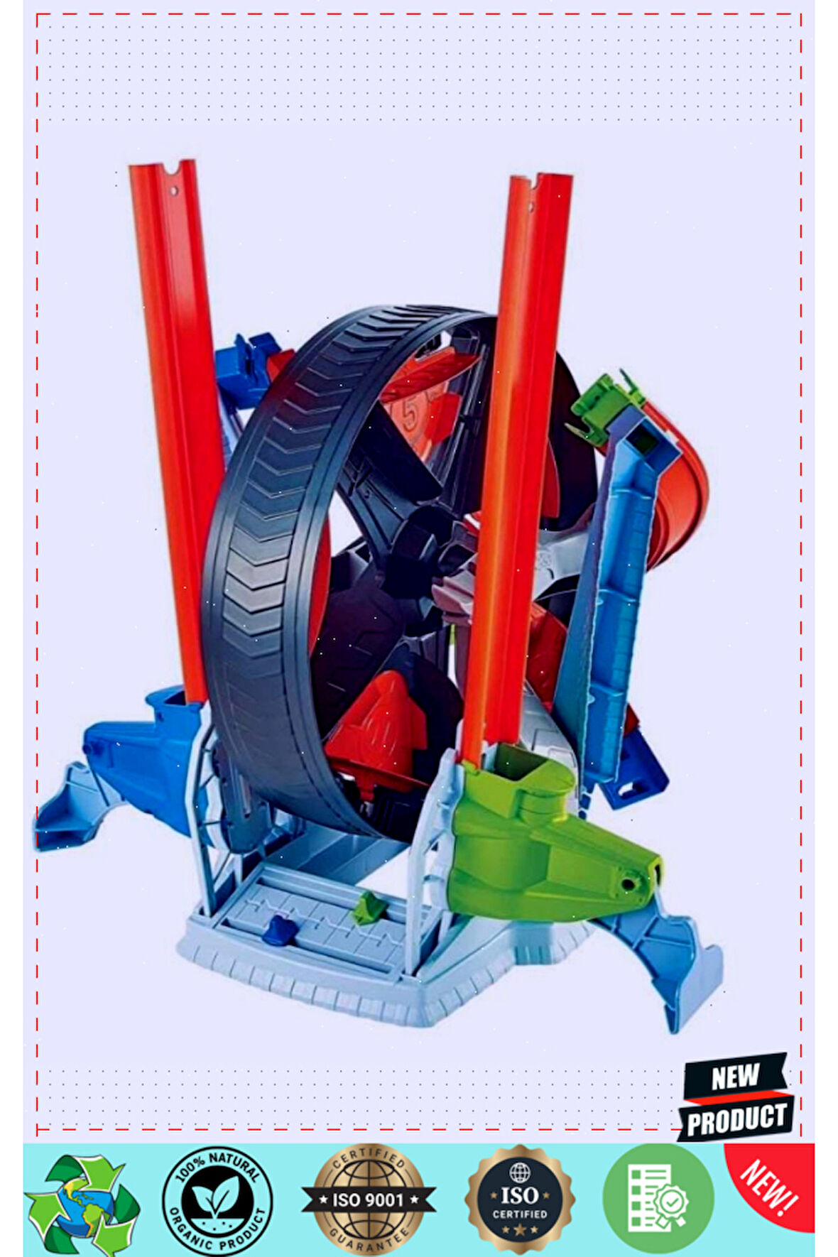 GJM77 Hott Wheelsss, Dönen Tekerlek Macerası Yarış Seti / 4-8 yaş 1 Gram Kız Erkek Çocuk Oyuncakları
