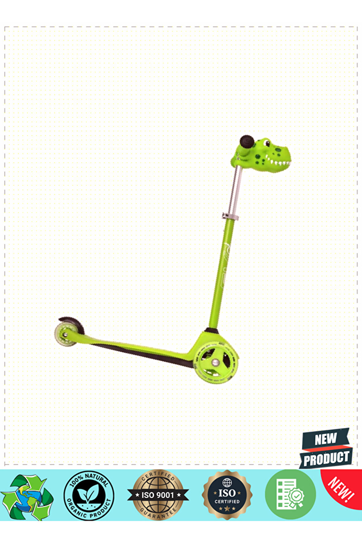 Evo Dino 3 Teker Işıklı Mini Scooter 5 Litre Kız Erkek Çocuk Oyuncakları Eğitici Oyuncaklar