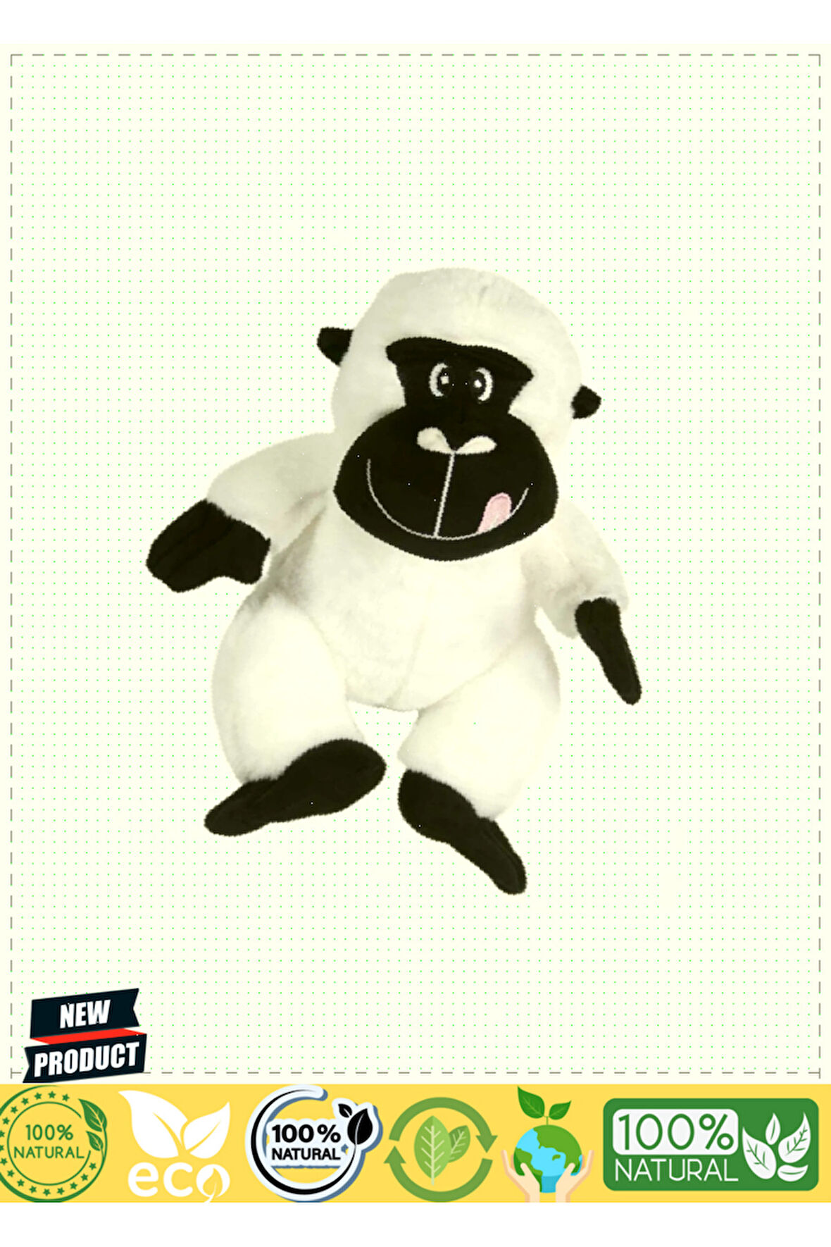 Uyku Arkadaşı Goril Peluş Beyaz 34cm 5 Litre Kız Erkek Çocuk Oyuncakları Eğitici Oyuncaklar