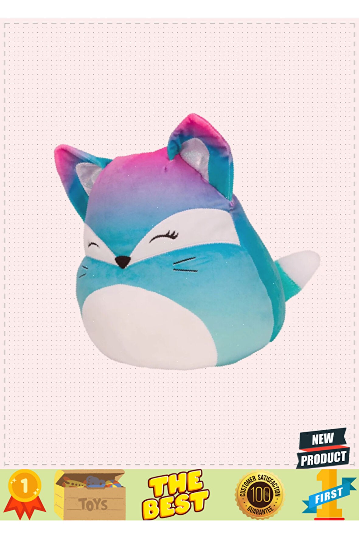 Squishmallowwww Pembe Mavi Tilki Vickie 20cm 5 Litre Kız Erkek Çocuk Oyuncakları Eğitici Oyuncaklar