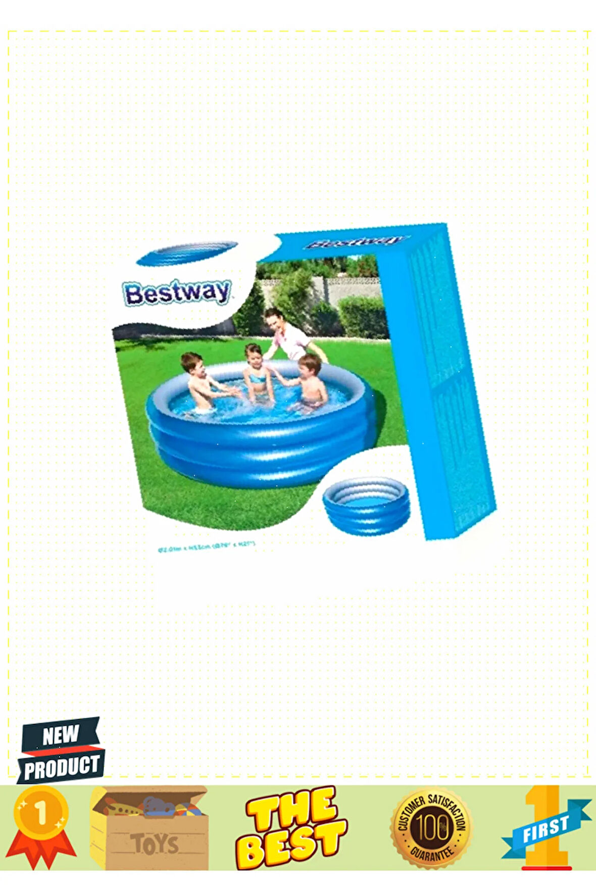 3 Halkalı Metalik Havuz 201x53cm 5 Litre Kız Erkek Çocuk Oyuncakları Eğitici Oyuncaklar