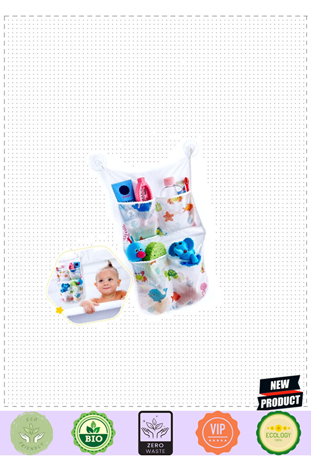 BabyyJemmm Bebek Banyo Oyuncak Torbası 469 Beyaz 1 Gram Kız Erkek Çocuk Oyuncakları Eğitici Oyuncakl