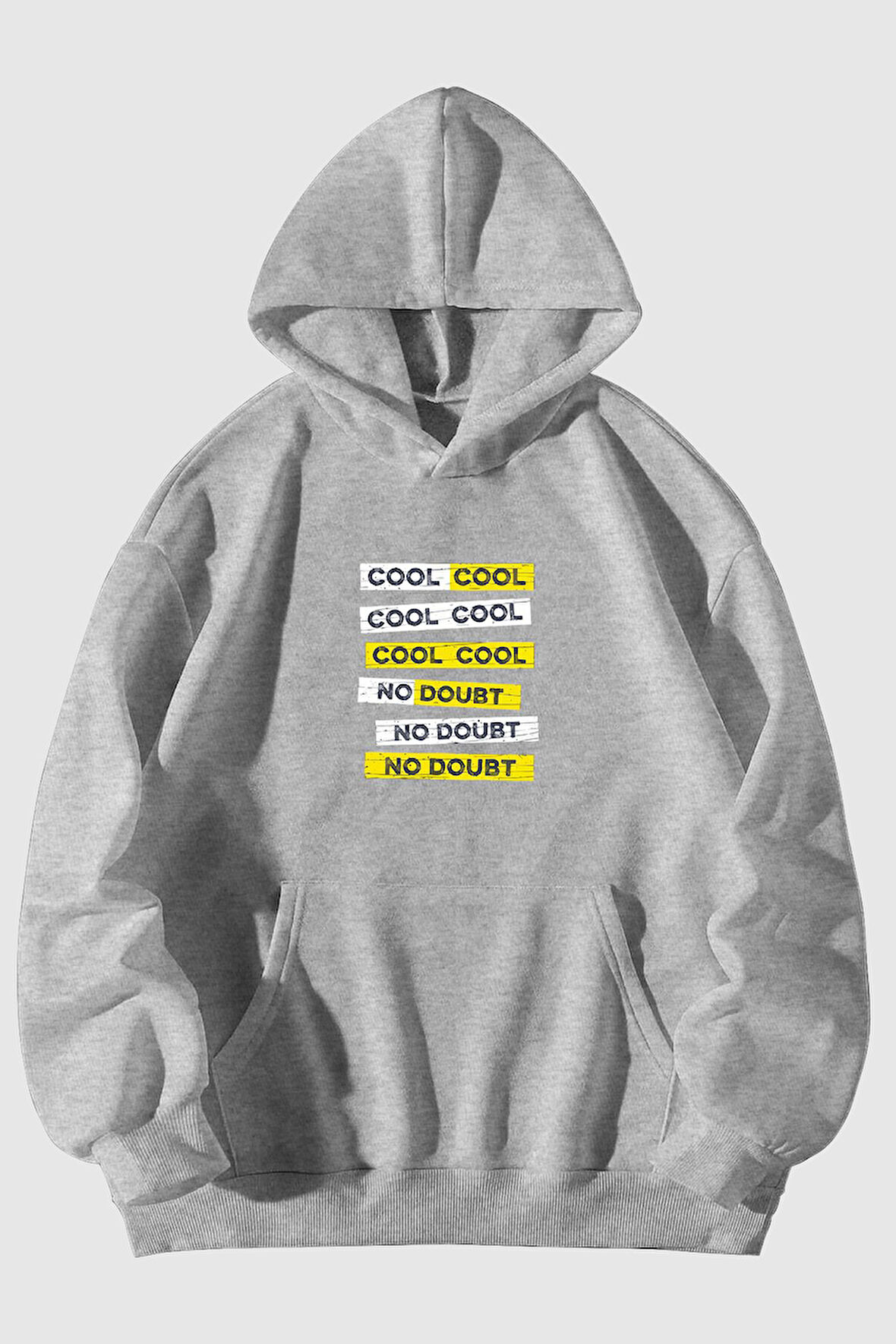 Cool No Doubt Baskılı Unisex Siyah Kanguru Cepli Kapüşonlu Sweatshirt Hoodie | XL