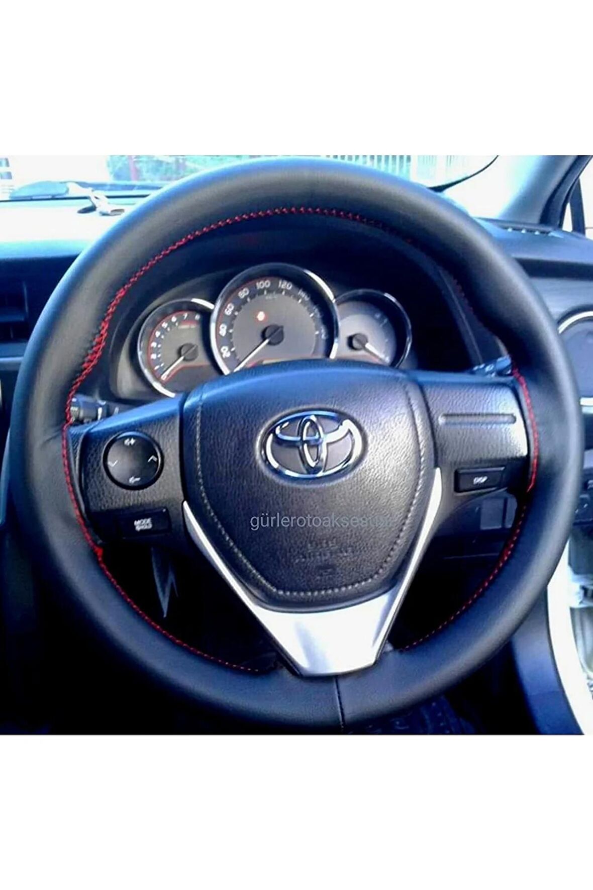 Toyota Corolla Uyumlu Dikmeli Direksiyon Kılıfı Soft Kırmızı Ipli Esnek Kokusuz
