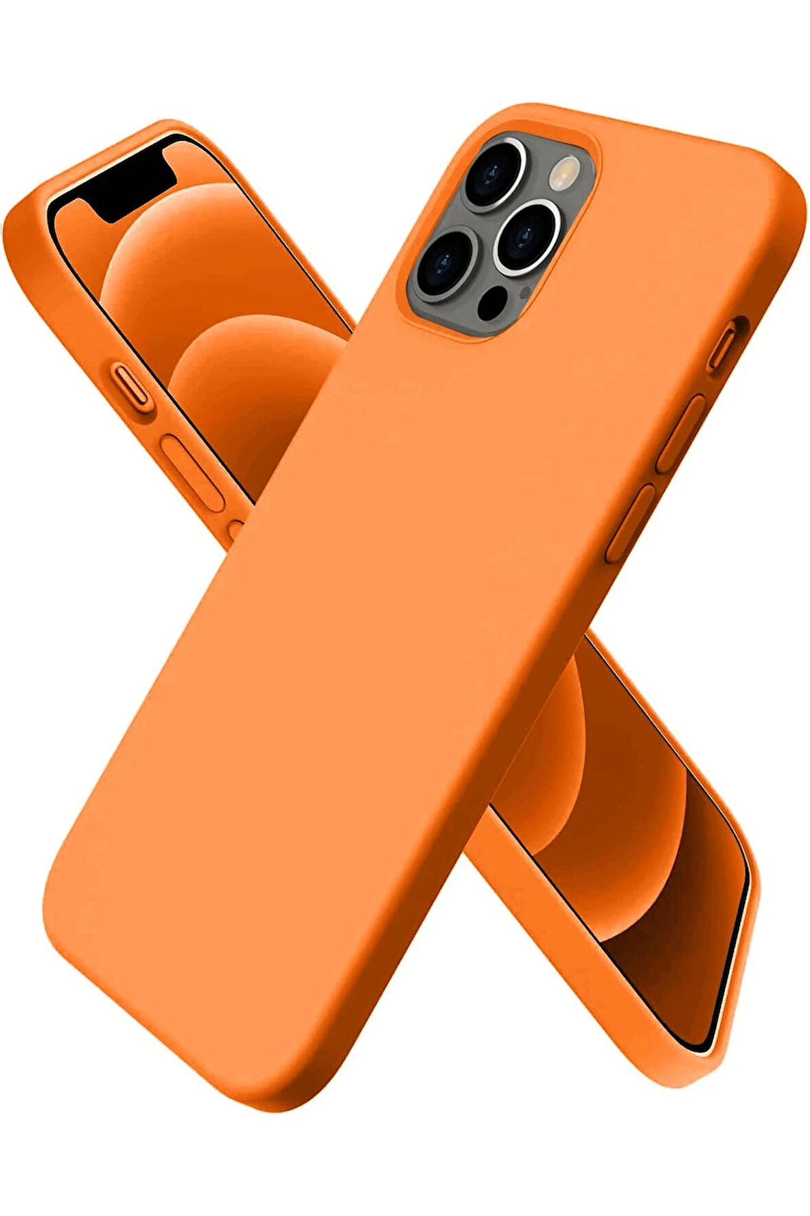iPhone 12 Pro Kılıf First Silikon - Turuncu