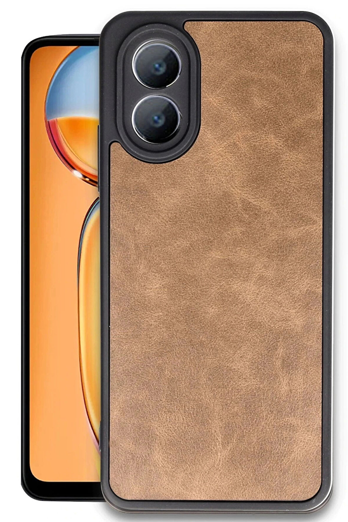 Oppo A38 Kılıf Aras Deri Kapak - Taba