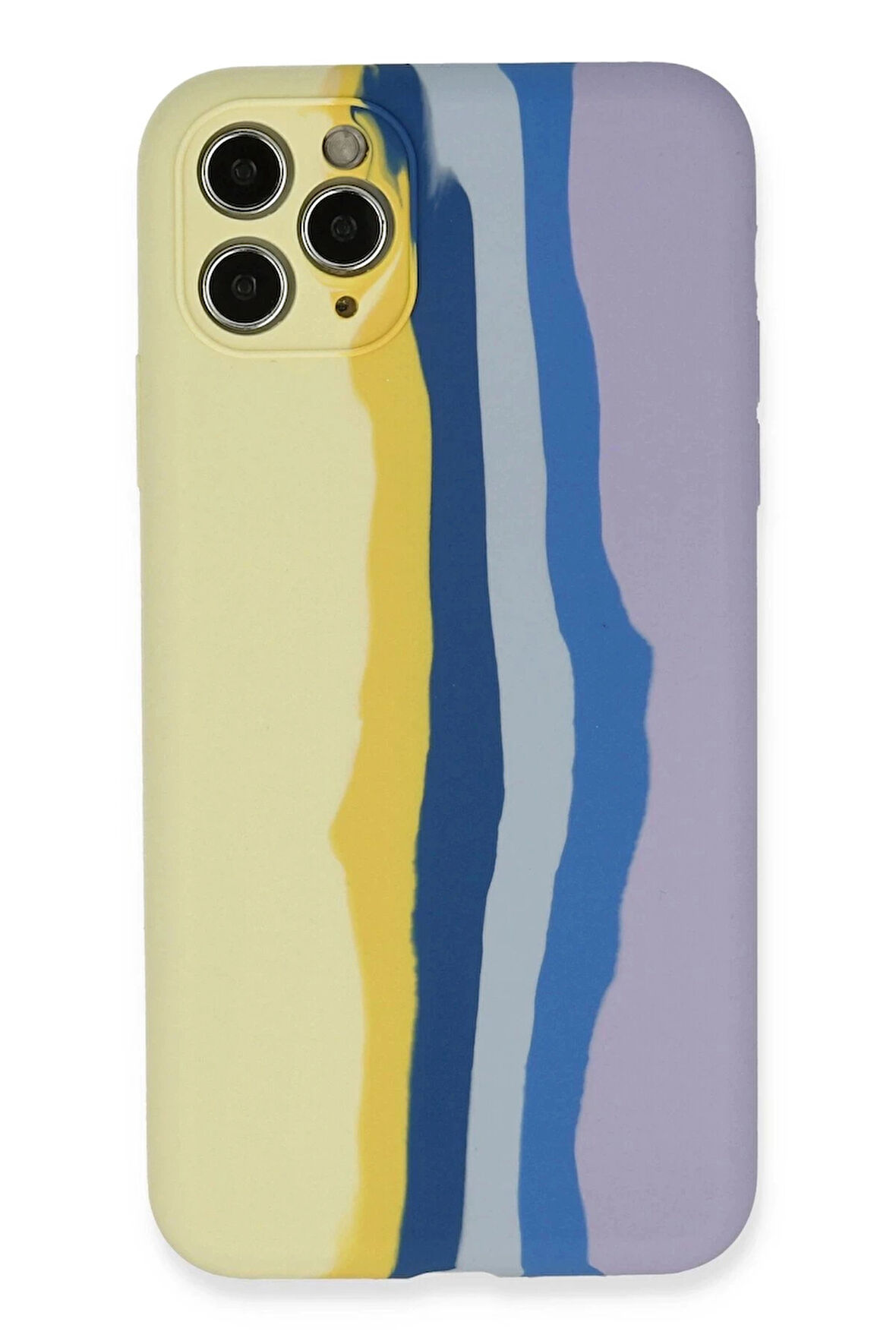 iPhone 11 Pro Kılıf Ebruli Lansman Silikon - Sarı-Lila