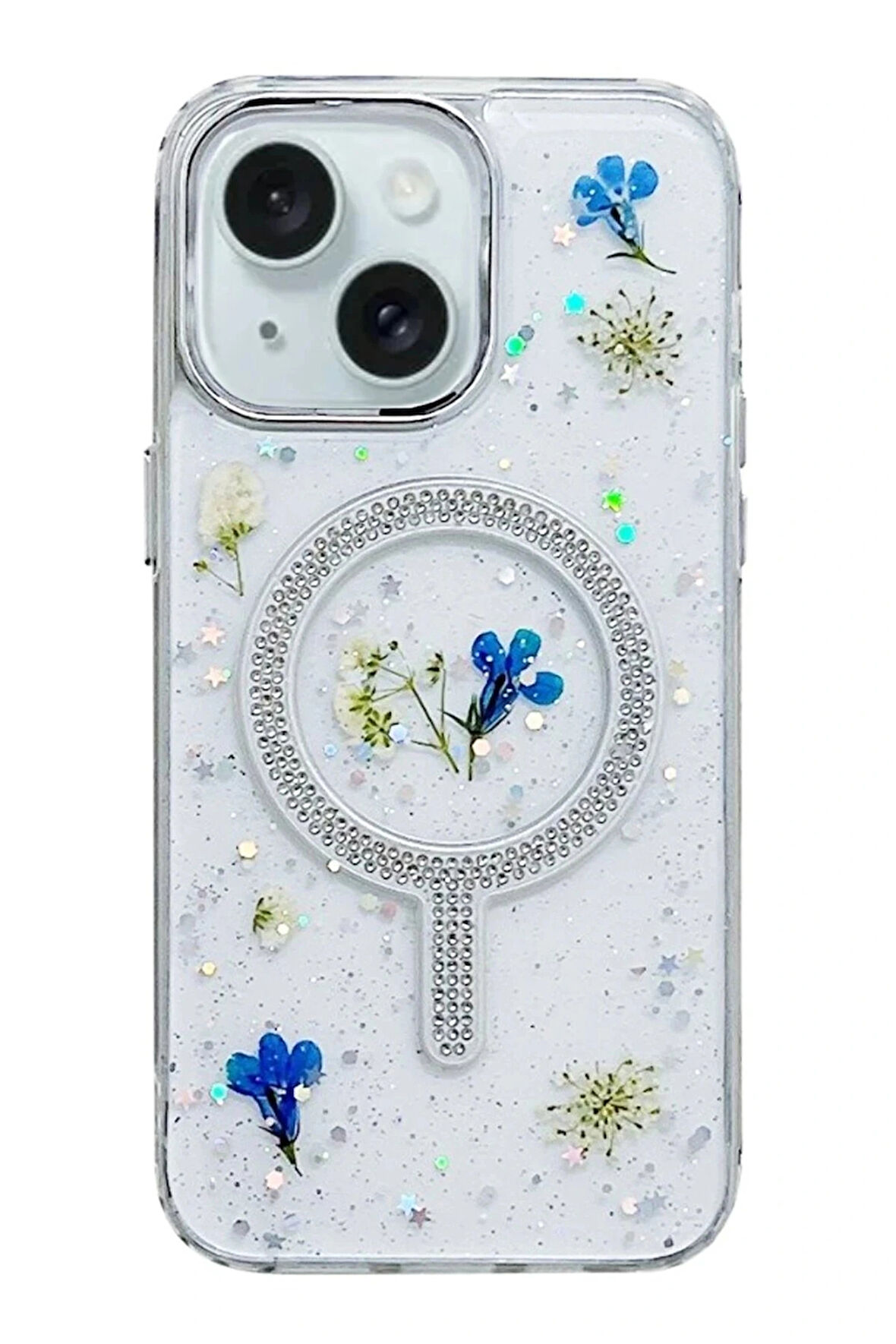 iPhone 15 Flower Magsafe Kapak - Krem