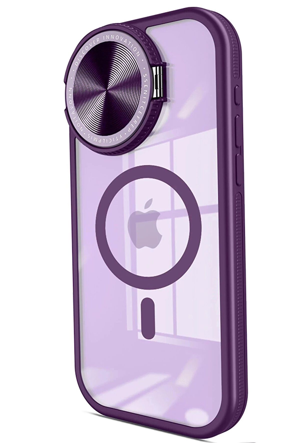 iPhone 15 Pro Max Kılıf Teleskop Lens Magsafe Silikon Kapak - Derin Mor
