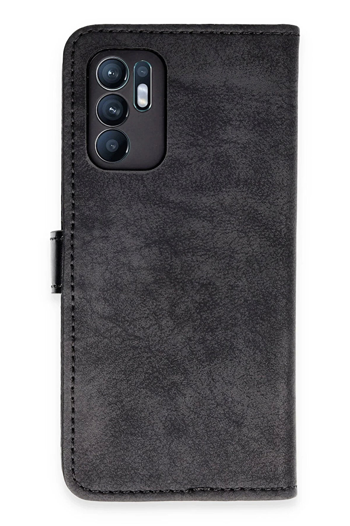 Oppo Reno 6 Kılıf Trend S Plus Kapaklı Kılıf - Siyah