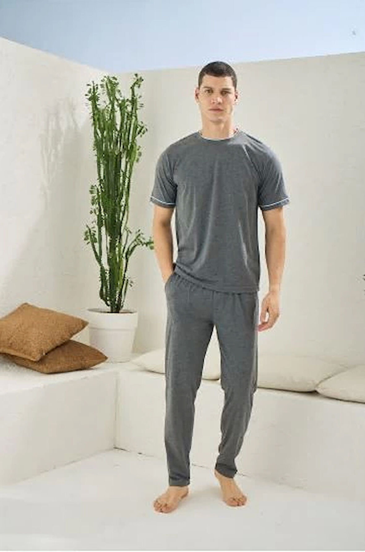 Erkek 2092 Erkek  O Yaka Pijama Takım