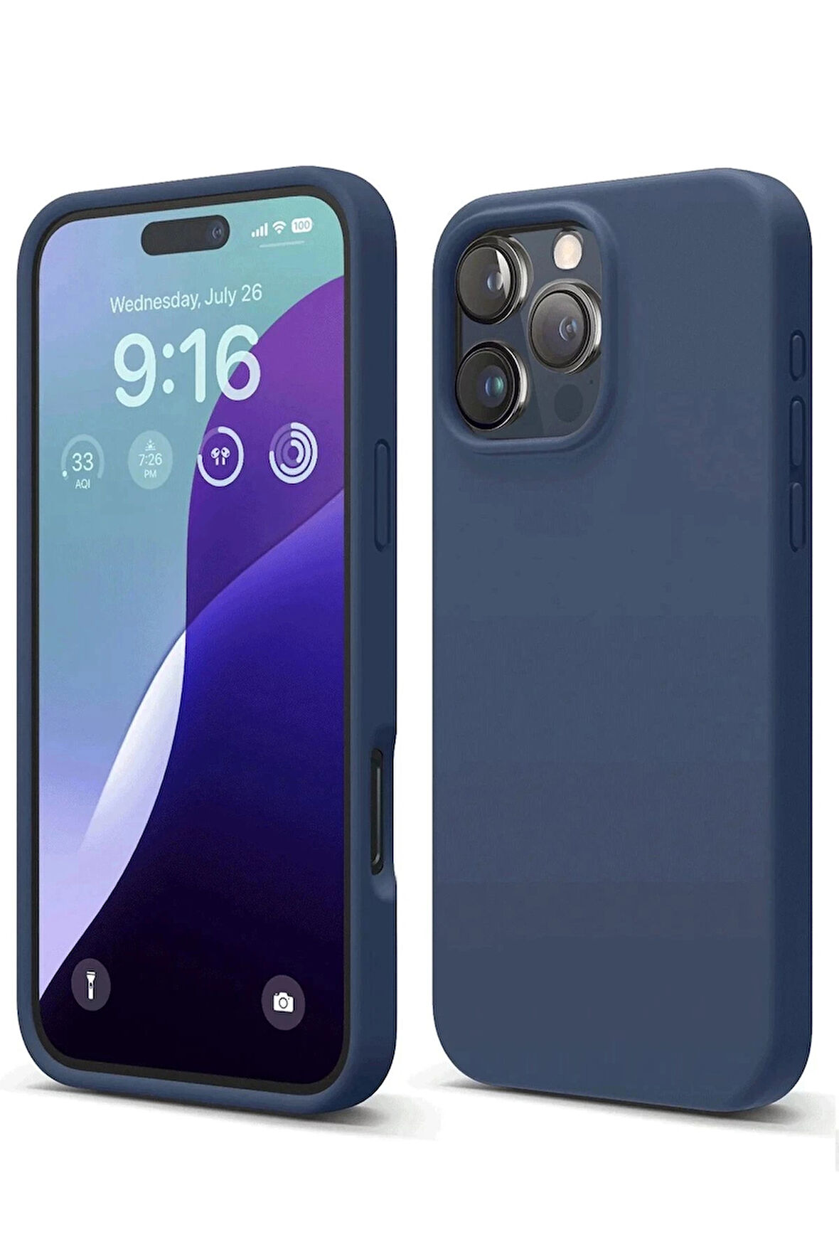 iPhone 16 Pro Kılıf Nano içi Kadife Silikon - Lacivert