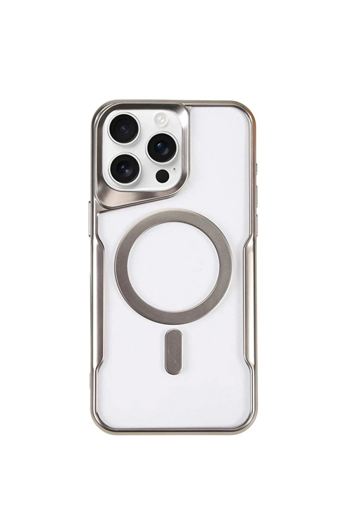 iPhone 14 Pro Kılıf Boyi Magsafe Silikon Kapak - Gümüş