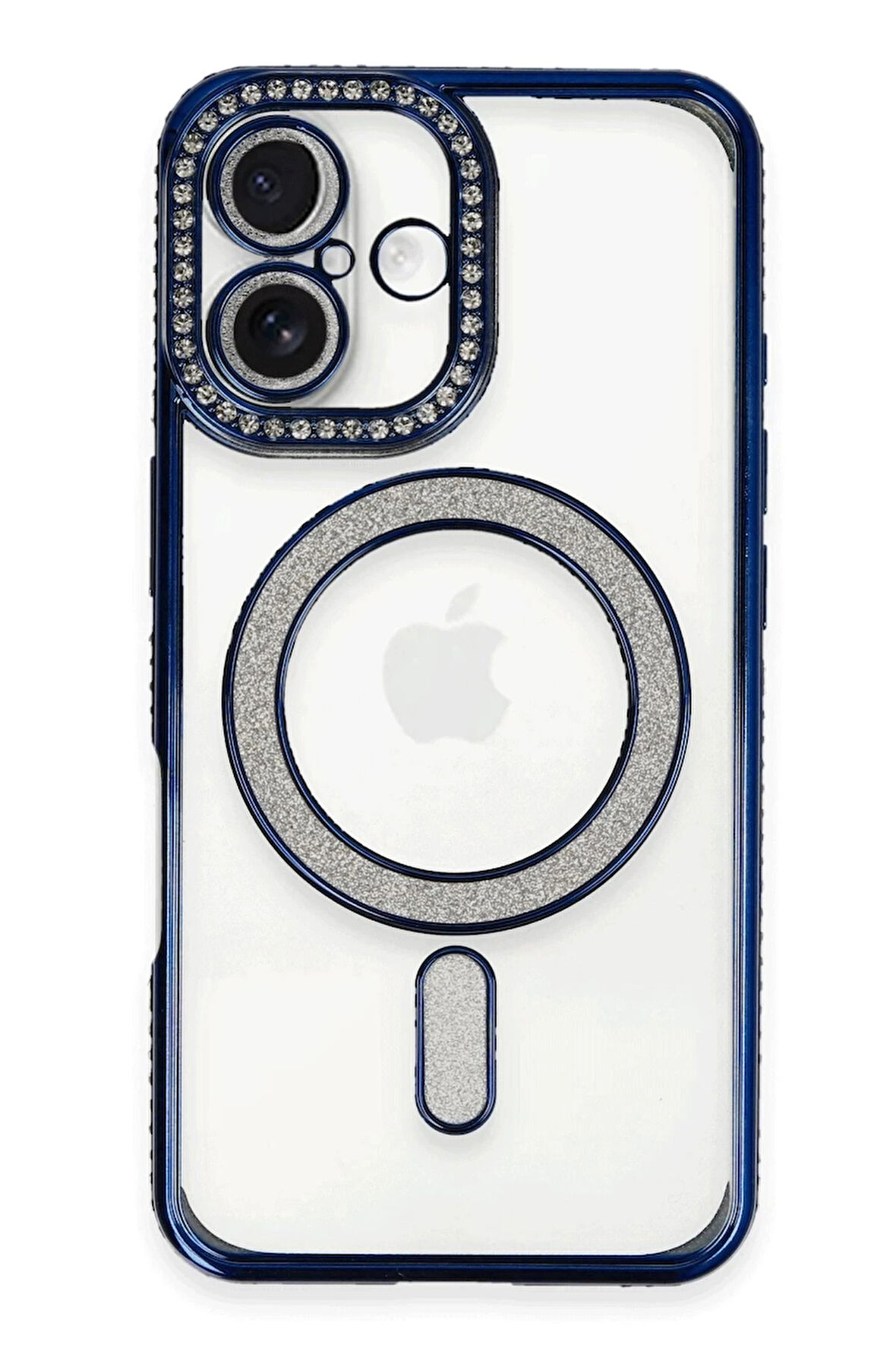 iPhone 16 Kılıf Joke Simli Magneticsafe Kılıf - Lacivert