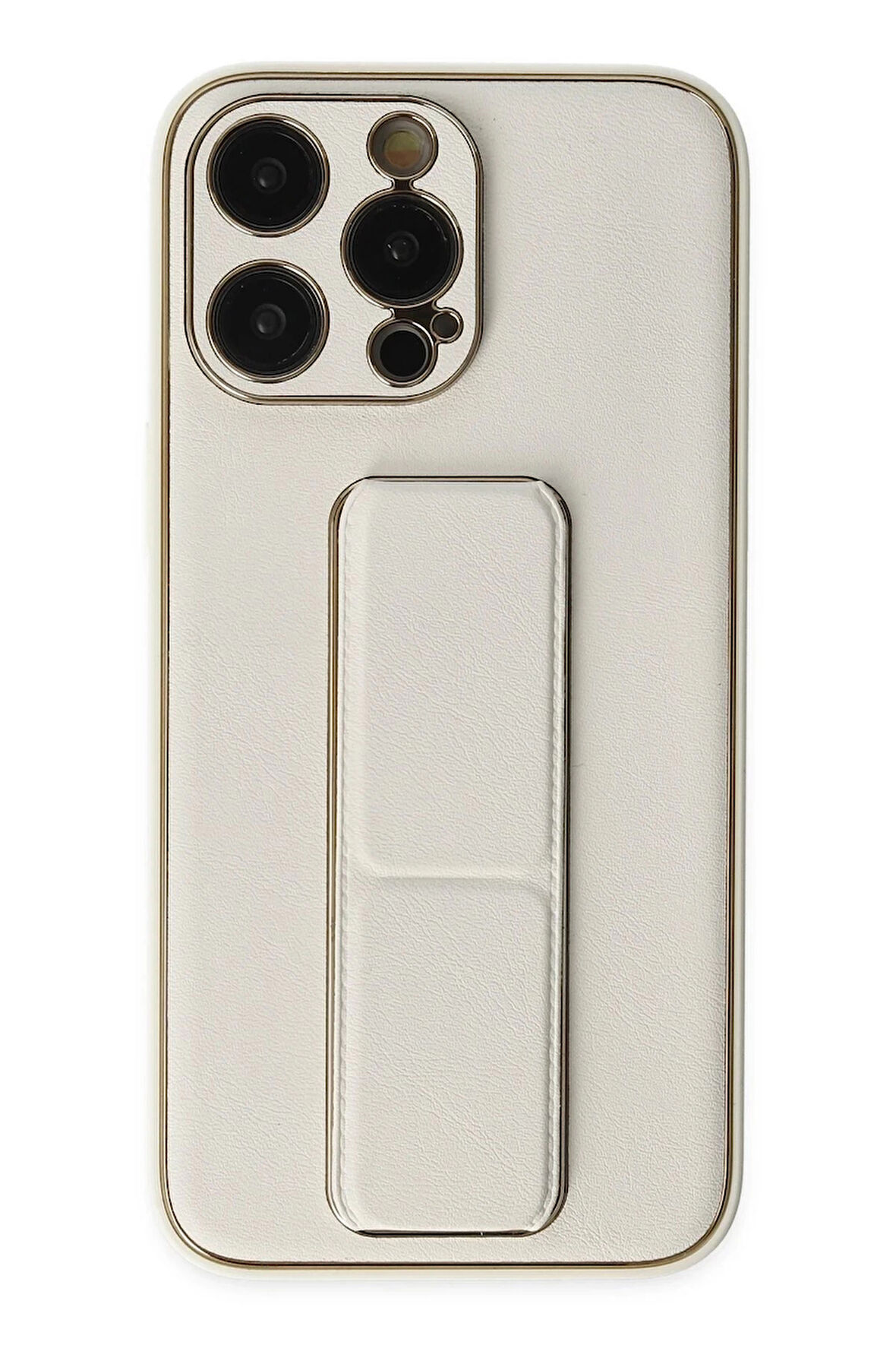 iPhone 13 Pro Kılıf Coco Deri Standlı Kapak - Beyaz