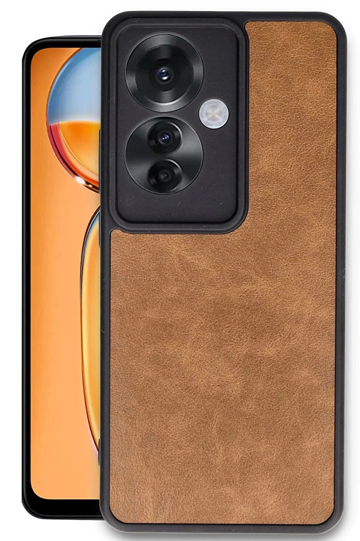 Oppo Reno 11F Kılıf Aras Deri Kapak - Taba