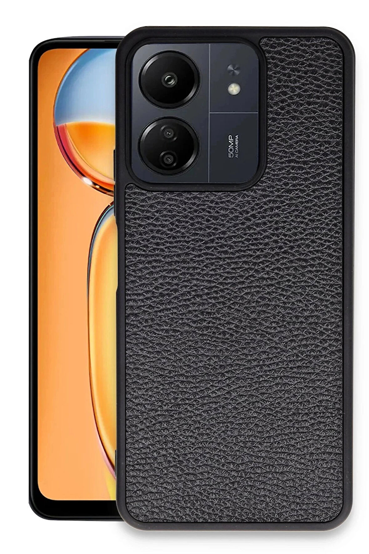 Xiaomi Redmi 13C Kılıf Aras Deri Kapak - Siyah