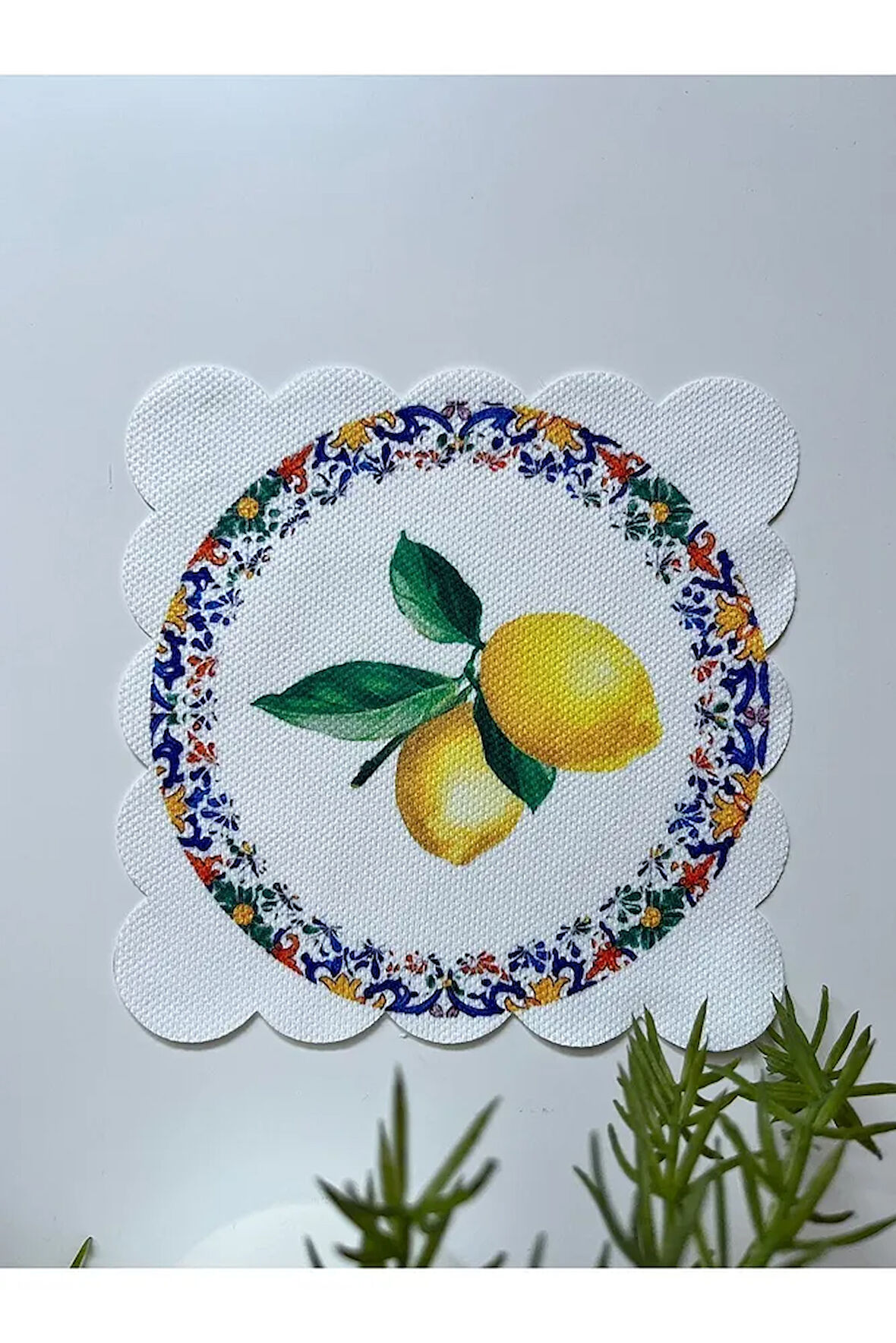 Limon Desenli Dijital Baskılı, Kenarı Lazer Kesim Dekoratif Kokteyl Peçeteleri